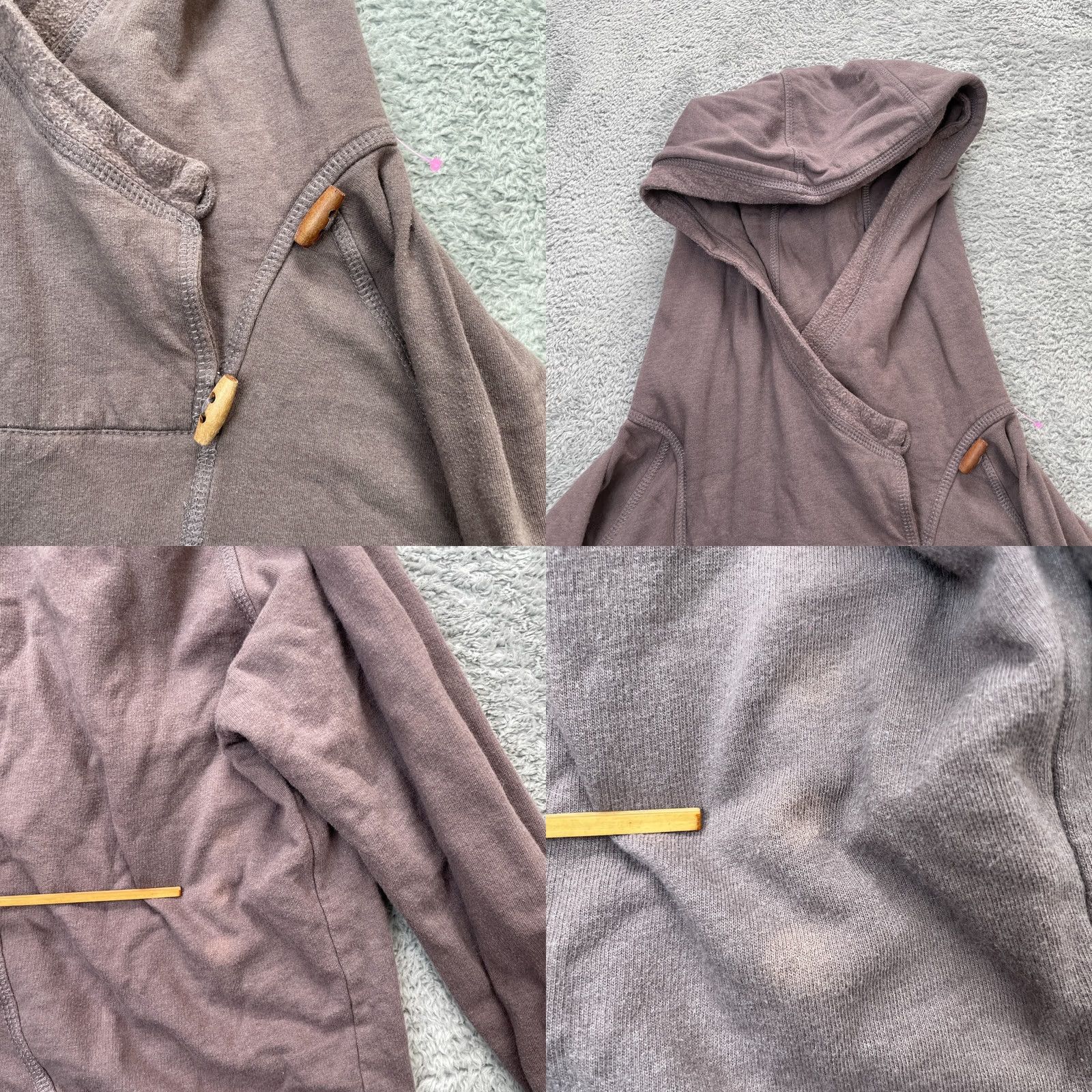 Vintage Synergy Hoodie Womens L Brown Cropped Fleece Cotton Pullover Raglan Hooded Easy Care Pockets Casual 90s City Womens Size L / US 10 / IT 46 - 8 Thumbnail