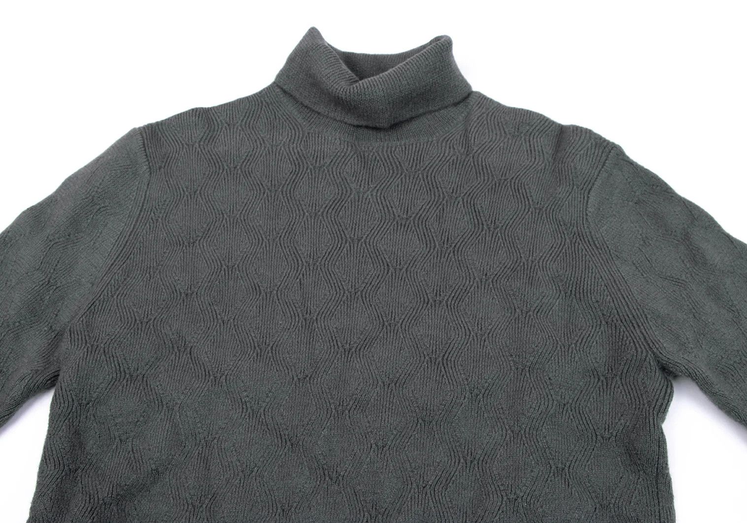 Comme des Garcons Homme Plus Wool Zigzag Knit Turtleneck Sweater in Gray Size M Size US M / EU 48-50 / 2 - 2 Thumbnail