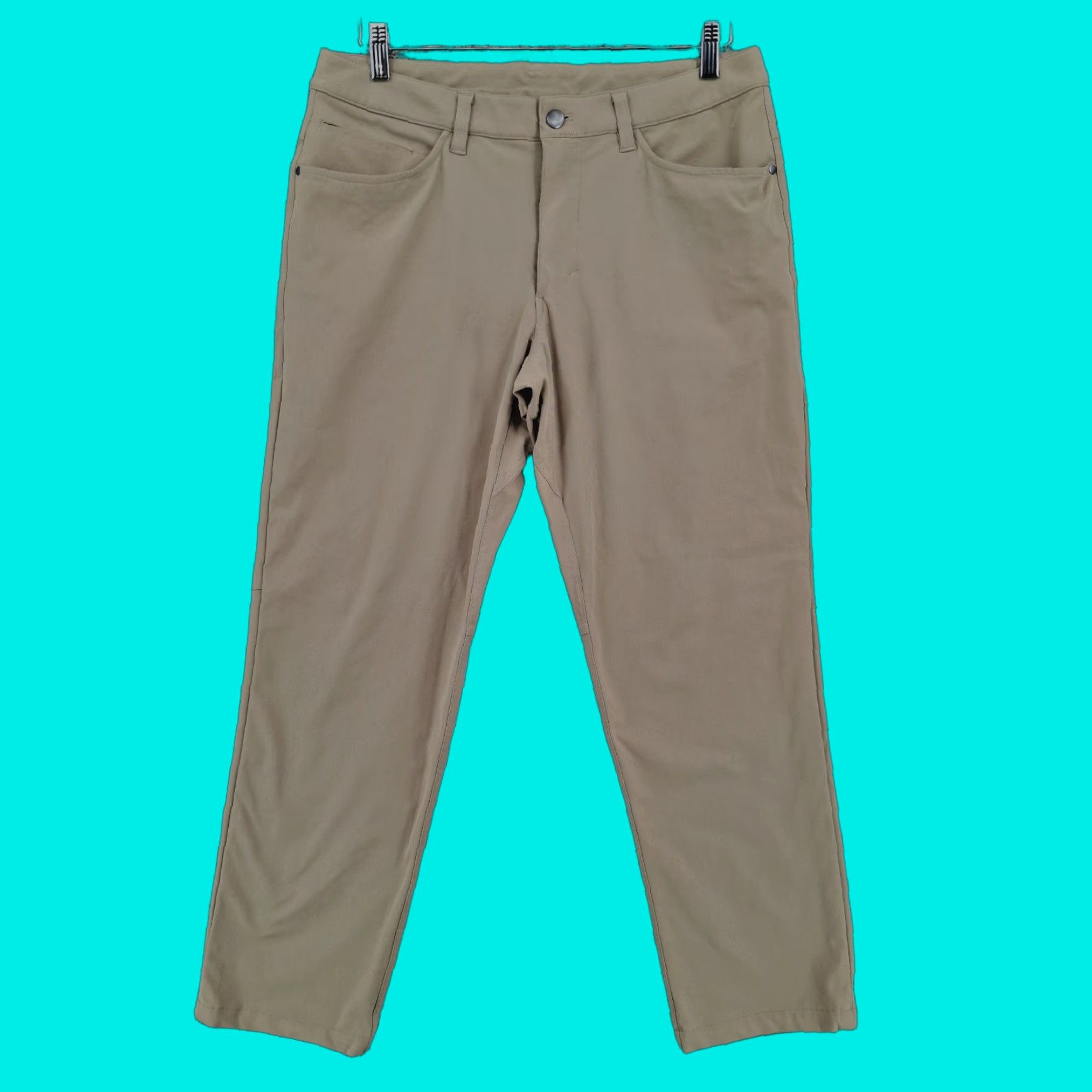 Lululemon Pants Mens 32x27.5 Beige ABC Classic Slim Stretch Chino Logo LM5583S - Pants Men 32 Beige Slim Chino Logo Classic Modern
