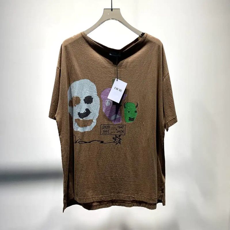 Dior Dior Brown Cotton Graphic T-Shirt for Men 0089 Size US L / EU 52-54 / 3 - 1 Thumbnail