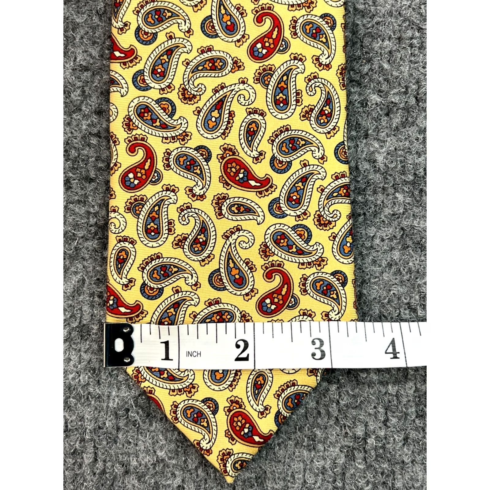 Vintage J. Press Tie Yellow Red Blue Paisley 3.5" Silk Necktie 58" Made in USA Mens Vintage: No Size ONE SIZE - 6 Thumbnail