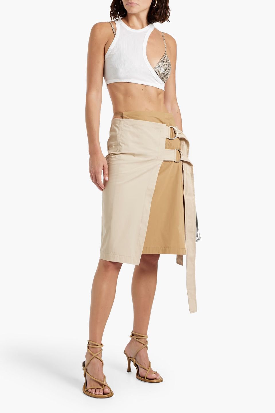 o1y0725 Midi Skirt in Beige/Camel