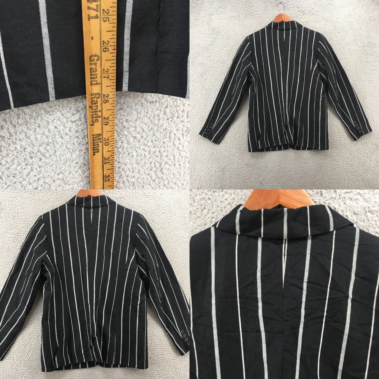 Vintage A New Day Blazer Womens 16 Black Linen Pocket Button Short Jacket Coat Size XXL / US 16-18 / IT 52-54 - 8 Thumbnail