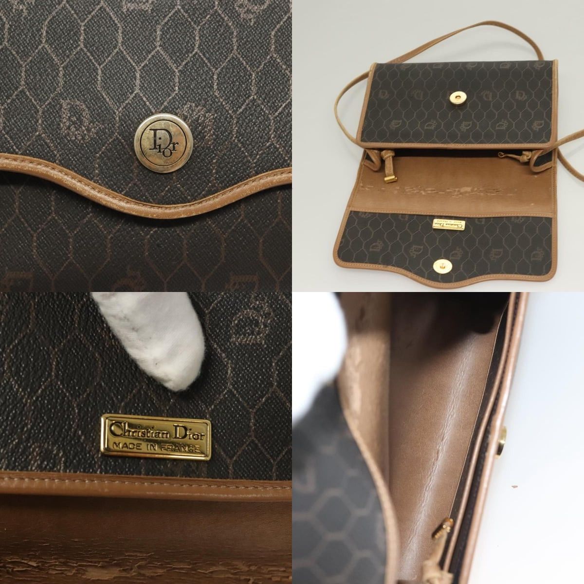 Dior DIOR Honeycomb Canvas Shoulder Bag Pvc Black Gold Size ONE SIZE - 11 Thumbnail