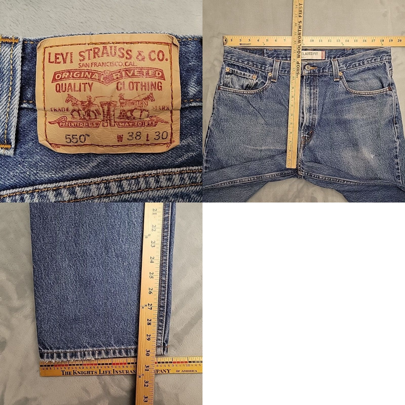 Denime VINTAGE Levis Jeans Men 38x30 Whiskered Faded Blue 550 Denim Relaxed Fit Y2k 90s USA American Mens Size US 38 / EU 54 - 9 Thumbnail