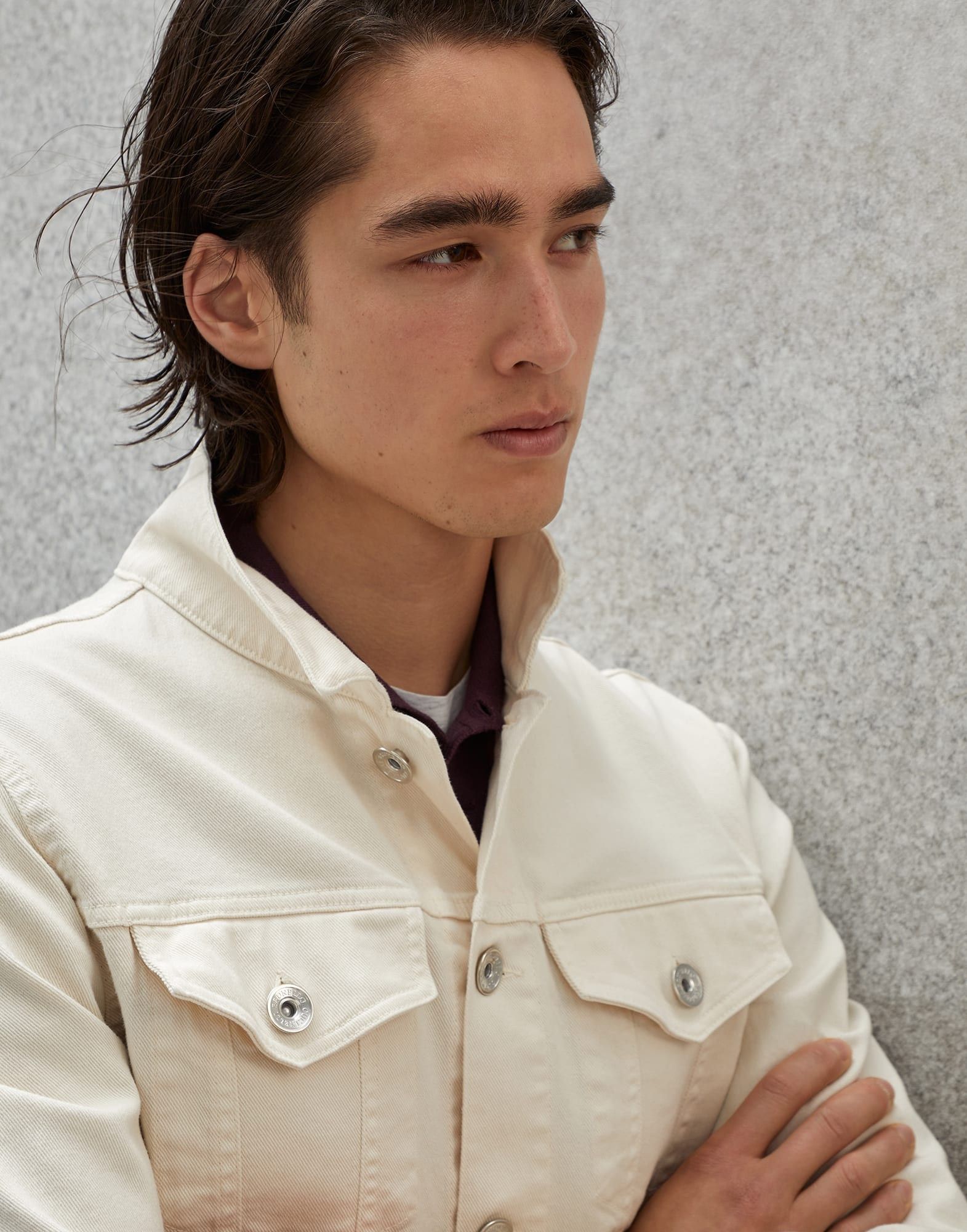 Brunello Cucinelli o1w1db10225 Denim Jacket in White Size US M / EU 48-50 / 2 - 3 Thumbnail