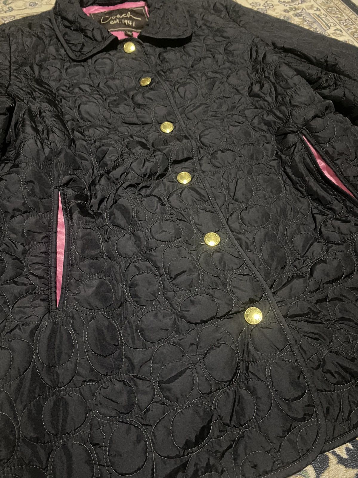 Coach OG Coach Nylon Black Quilted Monogram C Light Jacket Size US M / EU 48-50 / 2 - 3 Thumbnail