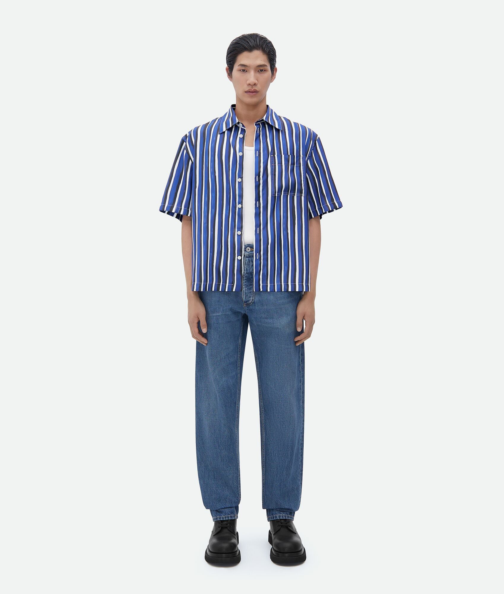 Bottega Veneta o1n1vont1224 Stripe Print Viscose And Silk Shirt Multicolor Size US M / EU 48-50 / 2 - 1 Thumbnail
