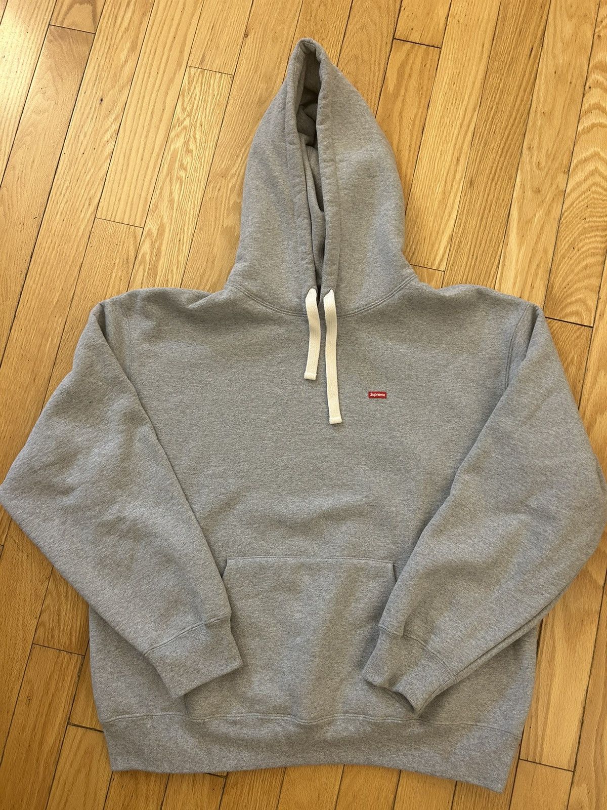 Supreme Small Box Drawcord Hooded Sweatshirt Grey Medium 