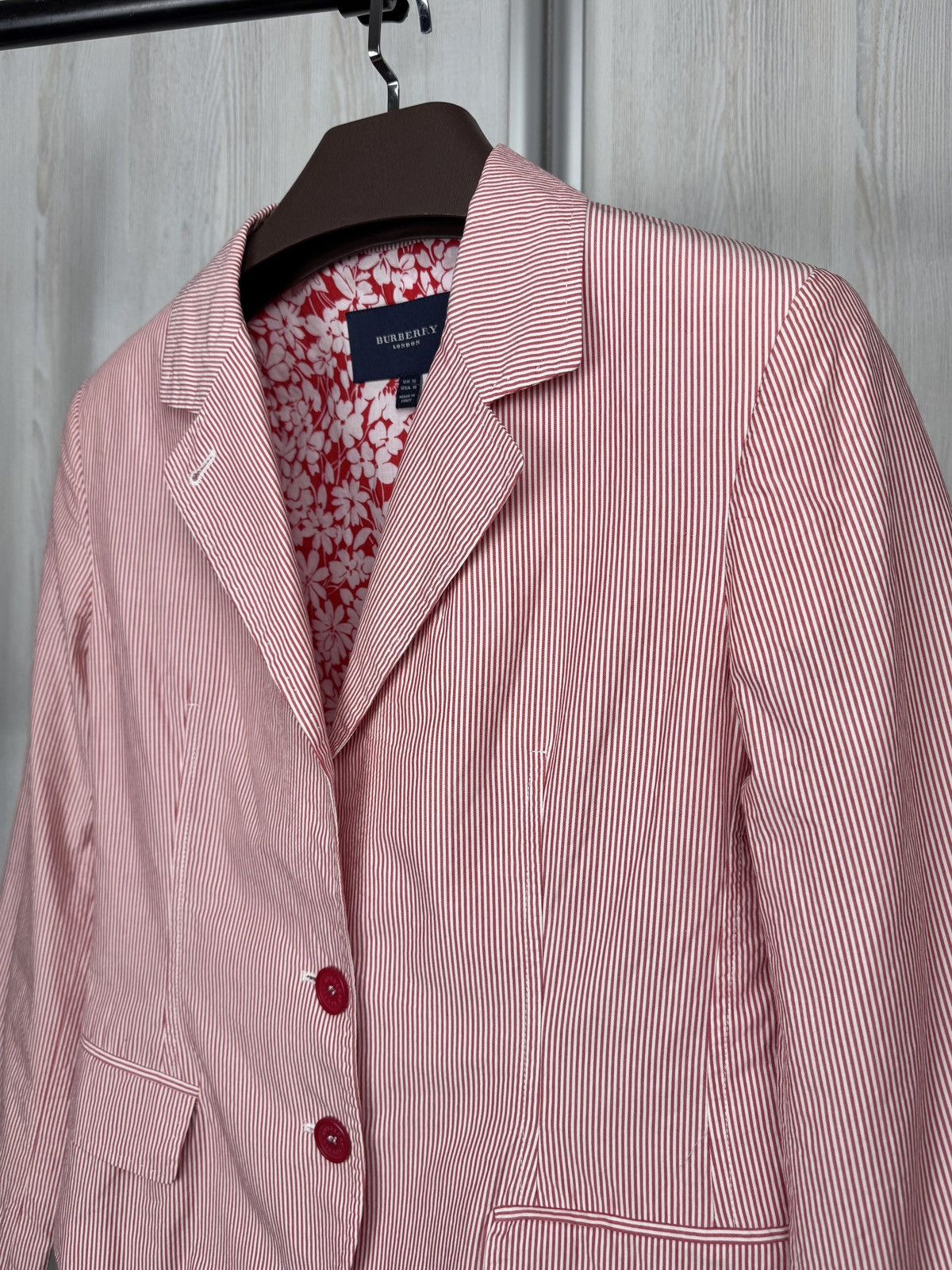 Burberry Burberry London Red Striped cotton made in Italy blazer US10 Size L / US 10 / IT 46 - 4 Thumbnail