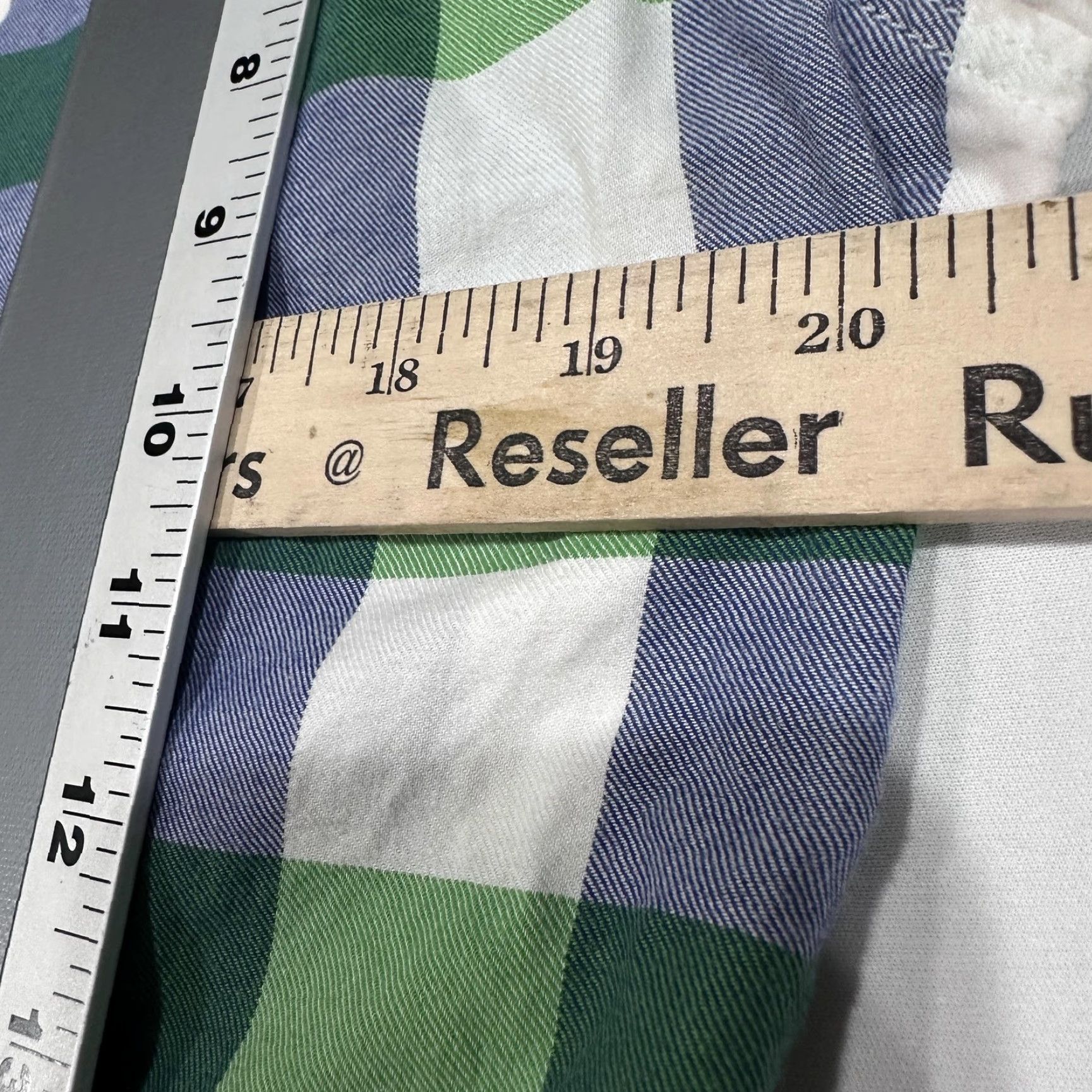 Express Express Shirt Mens M Green Blue Flannel Button-Up Long Sleeve Slim Fit Cotton Check Pocketed Size US M / EU 48-50 / 2 - 6 Thumbnail