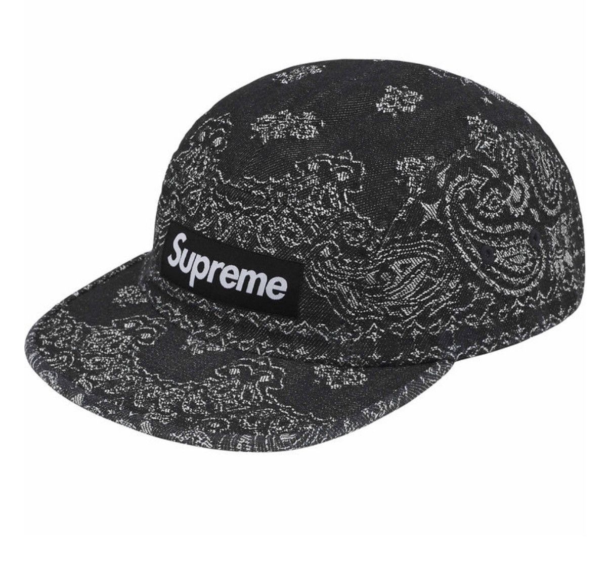 Supreme Bandana Jacquard Denim Camp Cap Black Size ONE SIZE - 1 Thumbnail
