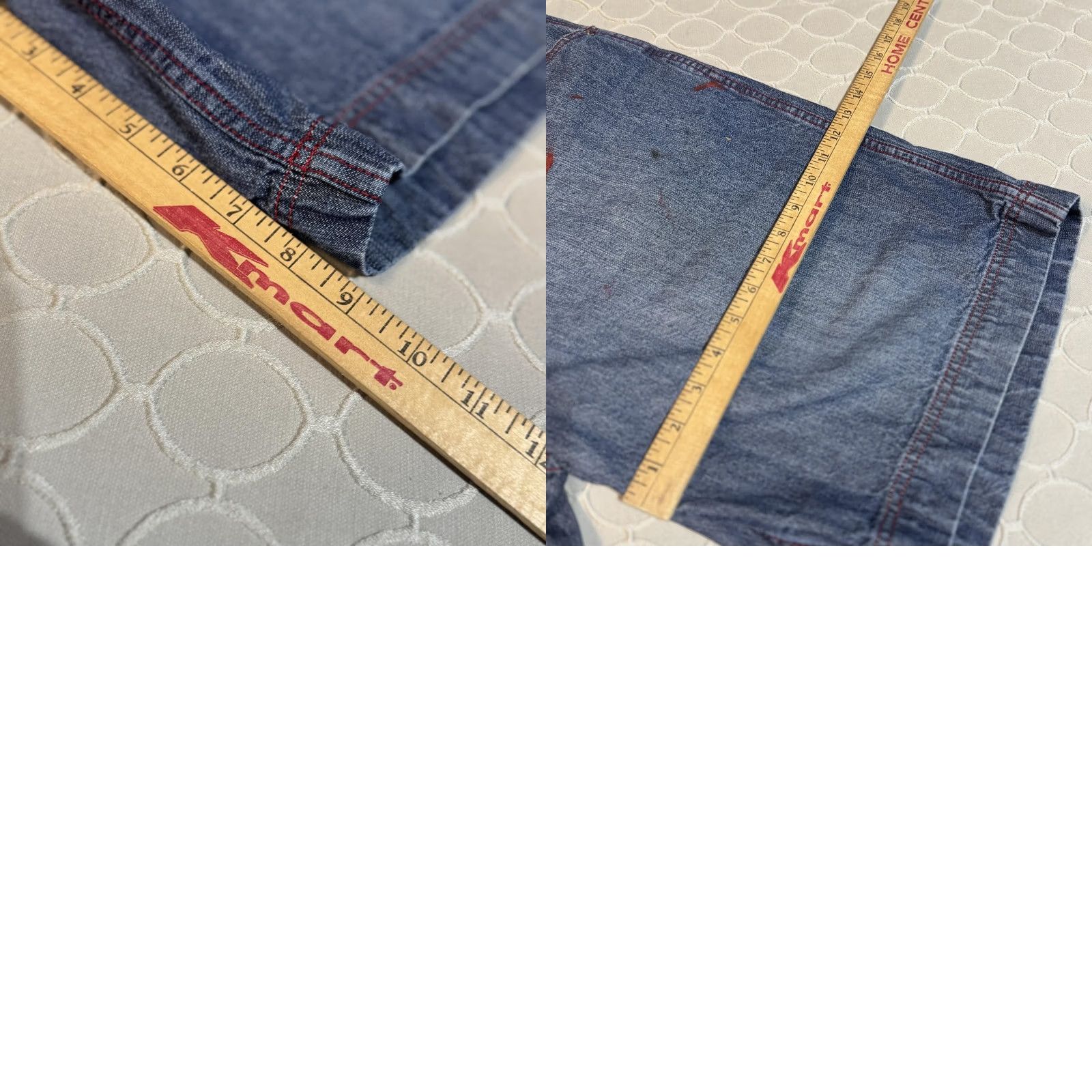 Enyce Enyce Denim Shorts Mens 42 Blue Red Stitch Carpenter Paint Splatter Baggy Hip Hop Shorts Mens 42 Size US 42 / EU 58 - 8 Thumbnail