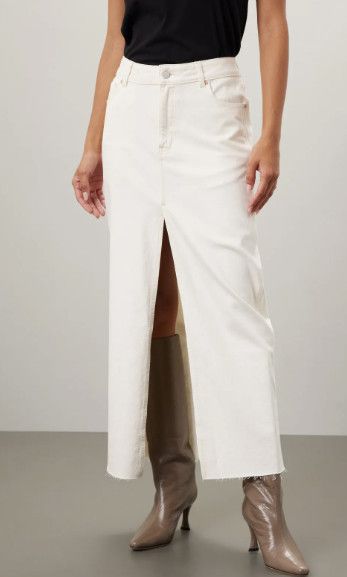 DL1961 DL1961 Asra Maxi Slit Denim Skirt Ecru ( 26 ) Size 26" / US 2 / IT 38 - 2 Thumbnail