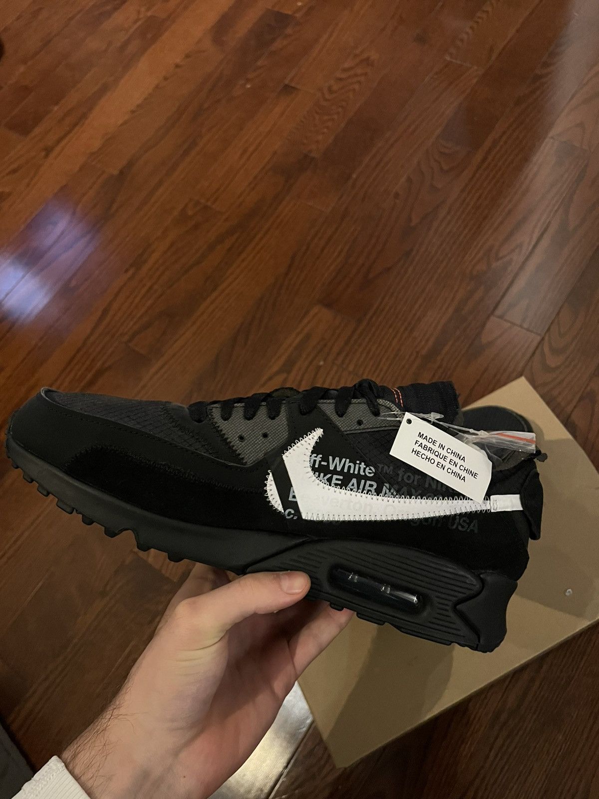 Nike × Off-White Off-White Nike Air Max 90 Black Deadstock Size 10.5 Size US 10.5 / EU 43-44 - 2 Thumbnail