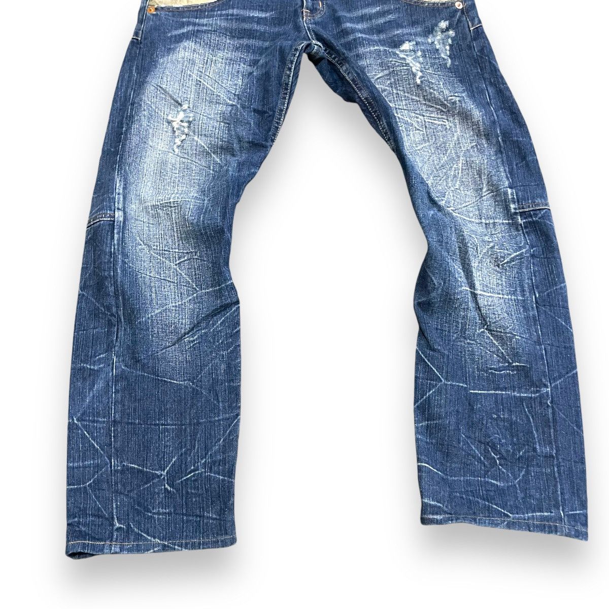 Le Grande Bleu (L.G.B.) DOMINATED HANDCRAFTED LOVEROCK DOUBLE WAIST SPIRAL CUT JEANS Size US 30 / EU 46 - 4 Thumbnail