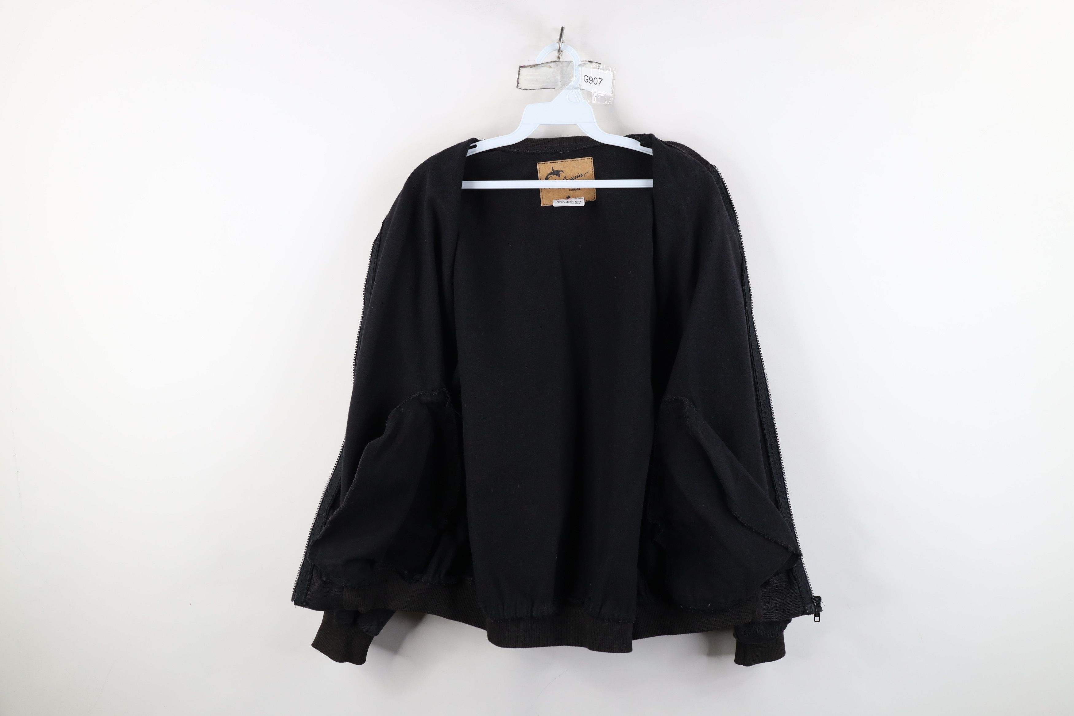 Vintage Vintage 90s Streetwear Nature Wolf Denim Bomber Jacket Black Size US S / EU 44-46 / 1 - 9 Thumbnail