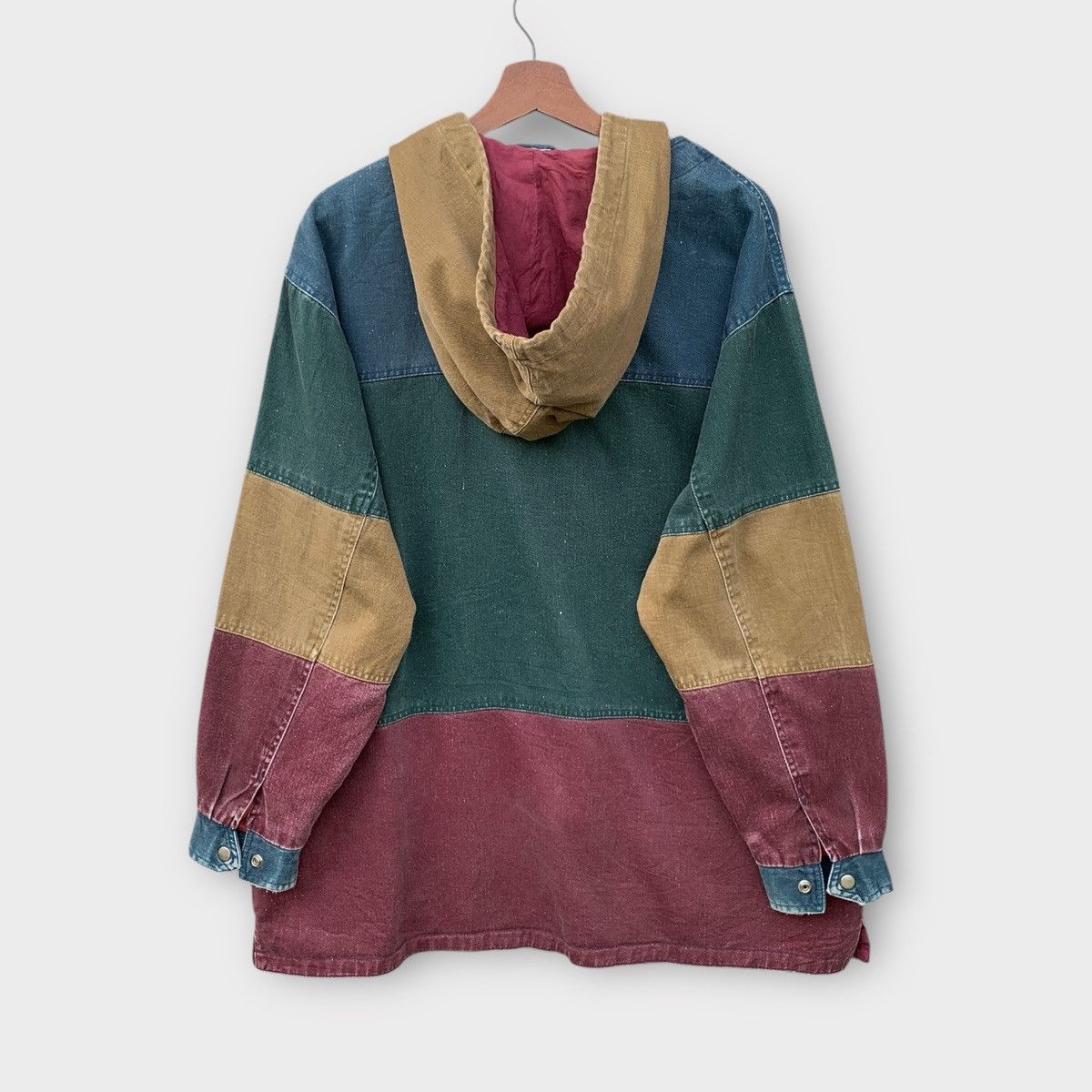 Vintage VINTAGE COLOUR BLOCK CLIMATE ZONE DENIM HOODIE JACKET Size US XL / EU 56 / 4 - 4 Thumbnail
