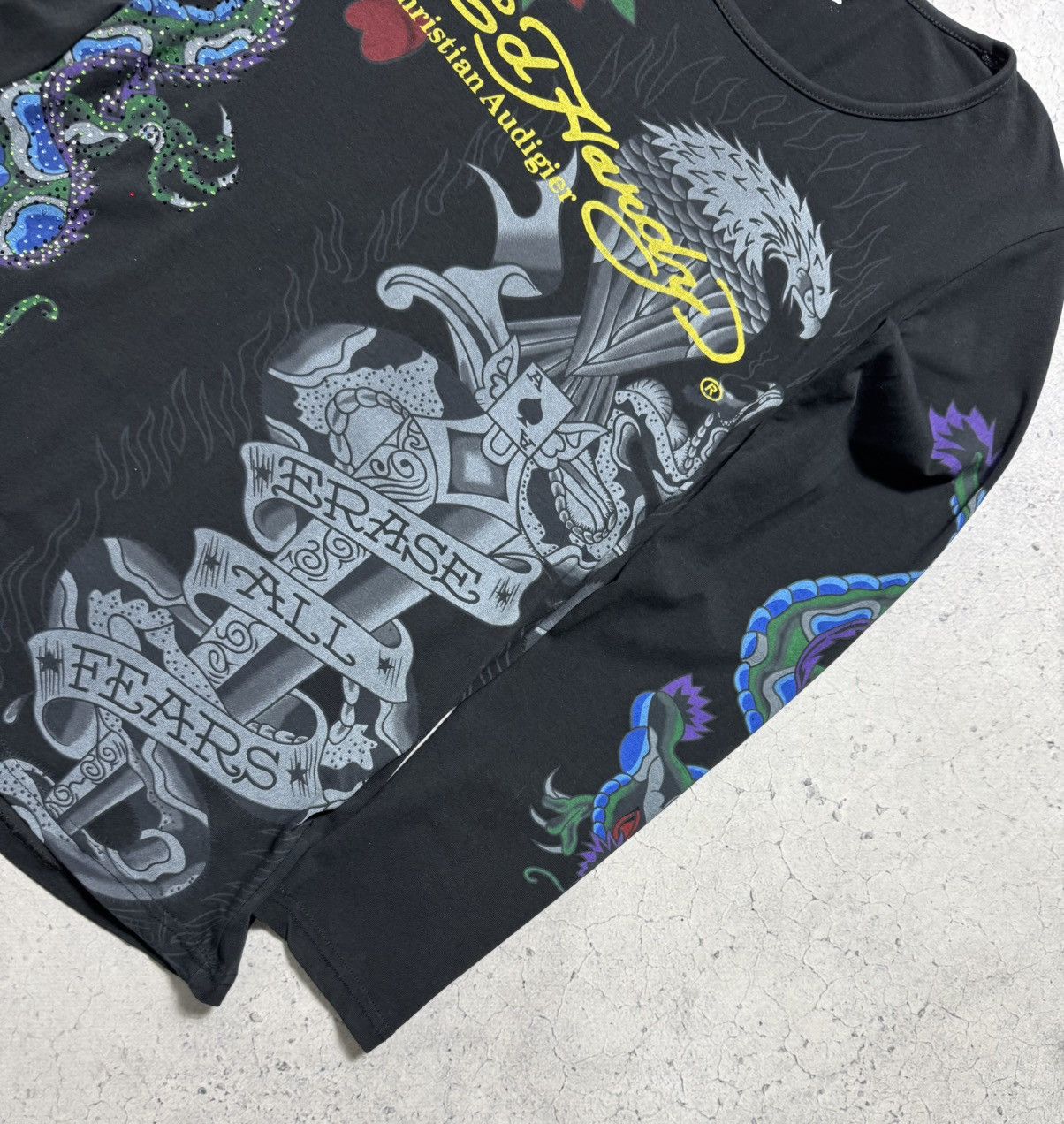 Ed Hardy Ed Hardy Christian Audigier Big Logo Over Print Longsleev Size US XS / EU 42 / 0 - 5 Thumbnail