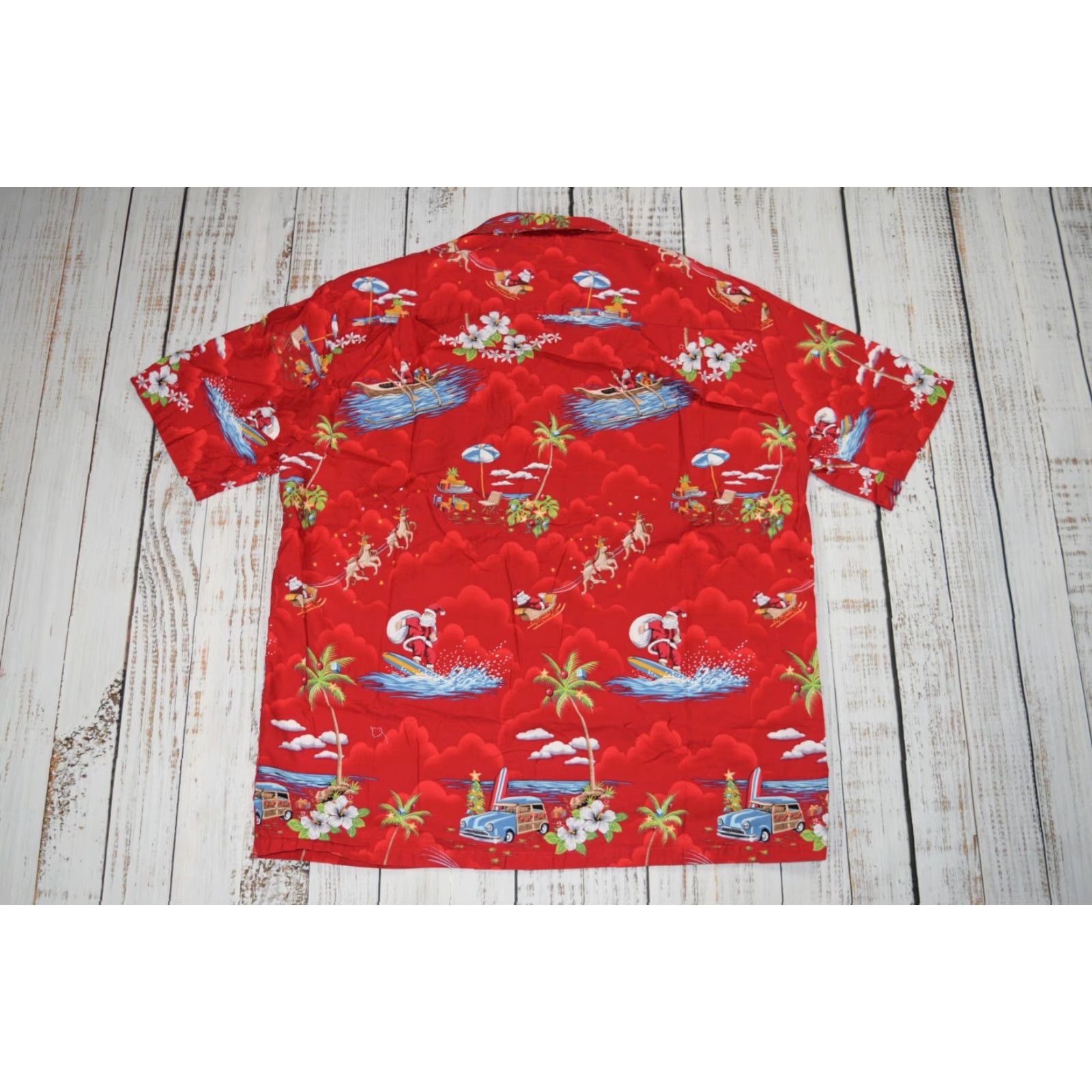 Vintage VINTAGE Pacific Legend Apparel Hawaiian Santa Holiday Button-Up Shirt 2XL Red Floral Short Sleeve Mens Size US XXL / EU 58 / 5 - 5 Thumbnail