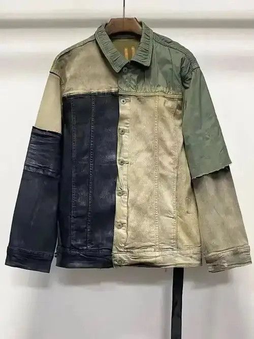 Brushed Wax Spliced Denim Coat