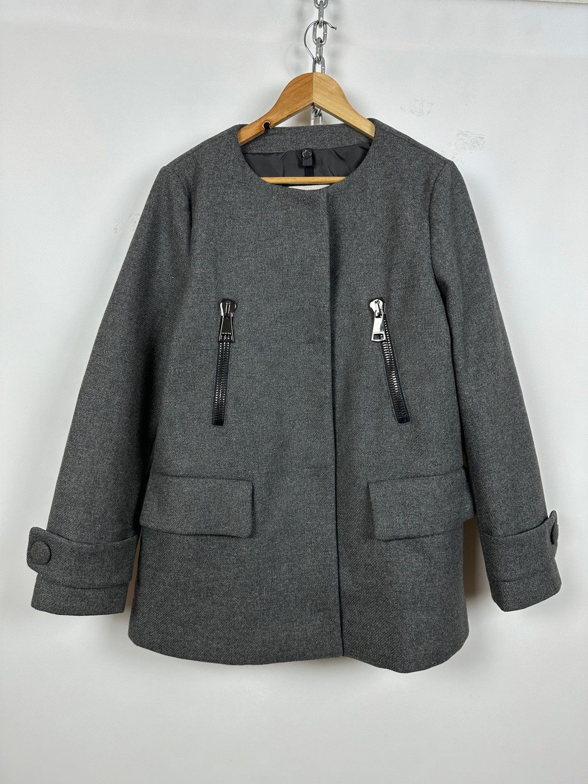 Moncler Moncler Euphemia Giubbotto Grey Wool Coat Jacket Size XL / US 12-14 / IT 48-50 - 1 Thumbnail