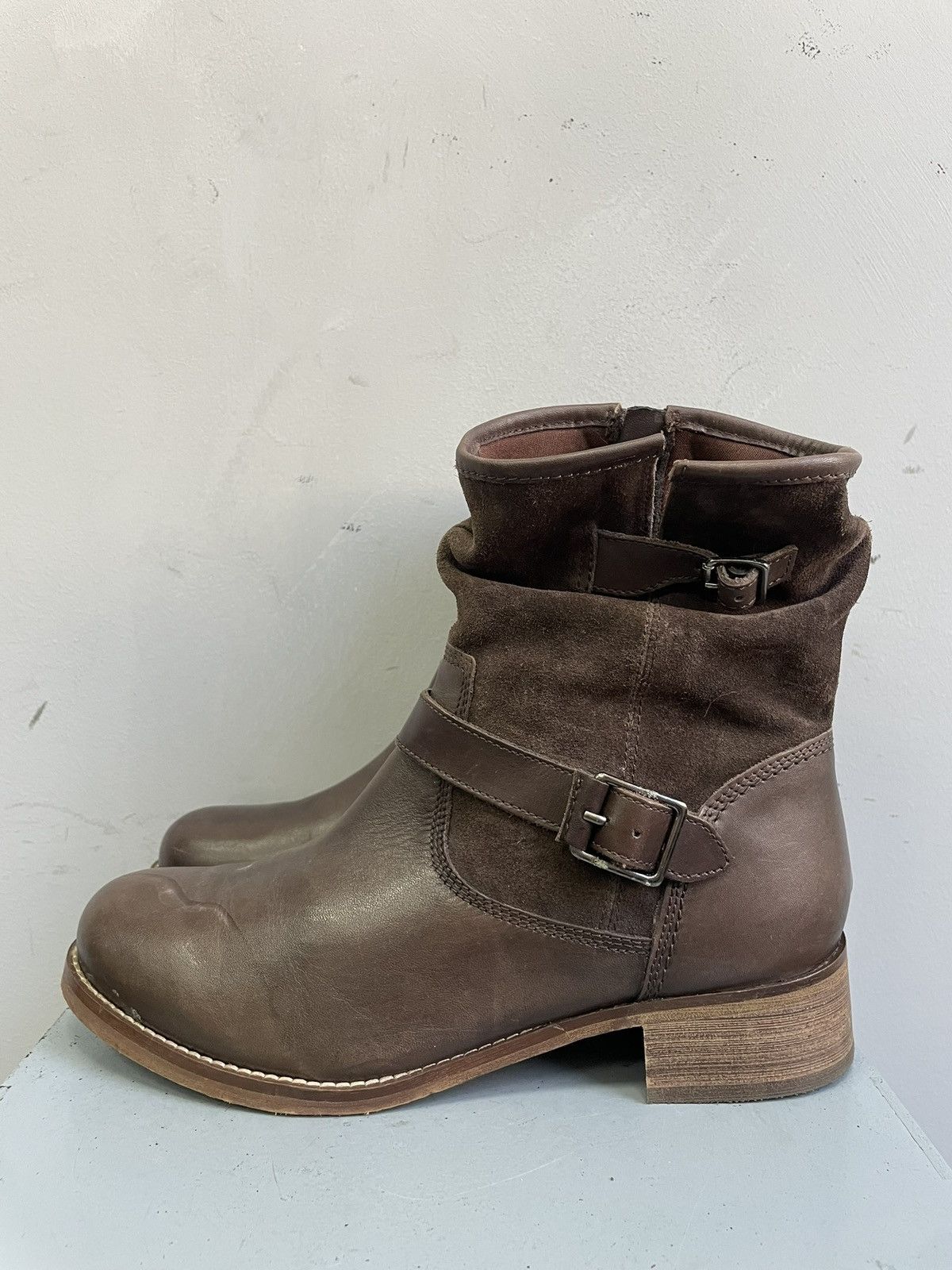 14th Addiction Rare engineered brown suede leather boots western y2k style Size US 8.5 / EU 41-42 - 7 Thumbnail