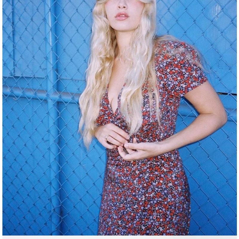 Realisation Par NWT REALISATION PAR Dress Wildflower Wrap Midi Dress Sz M Size M / US 6-8 / IT 42-44 - 2 Thumbnail