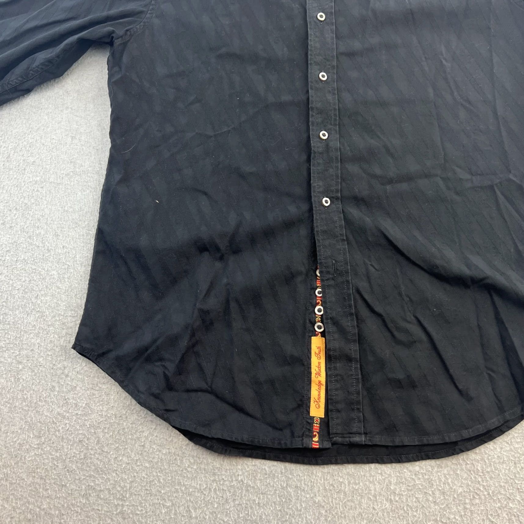 Robert Graham Robert Graham Dress Shirt Mens M Black Patterned Trim Preppy Button Up Skull Embroidered Contrast Trim Size 40R - 7 Thumbnail