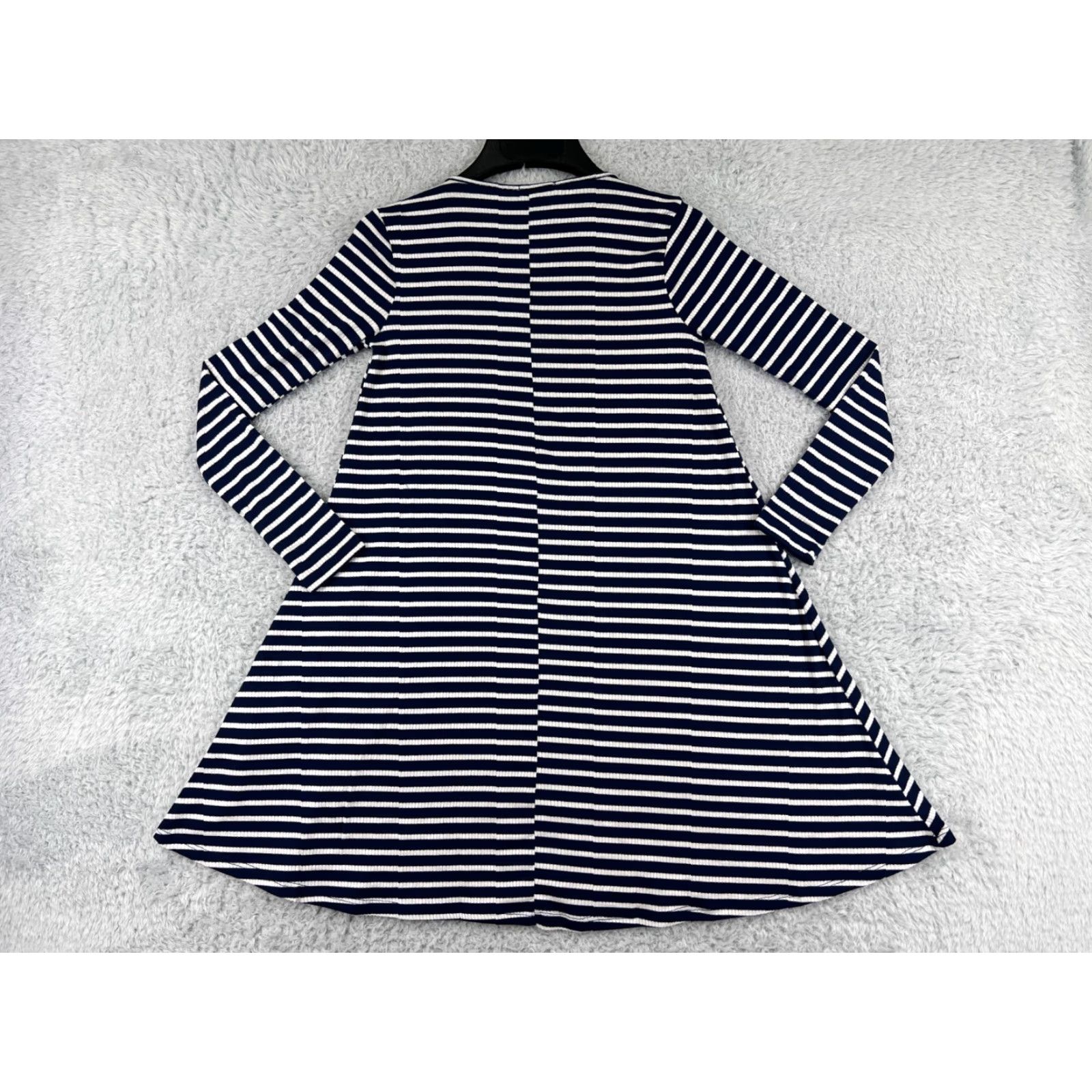 Vintage La Made Dress Womens XS Blue White Mini Long Sleeve Striped Rayon Blend Dress Size XS / US 0-2 / IT 36-38 - 2 Thumbnail