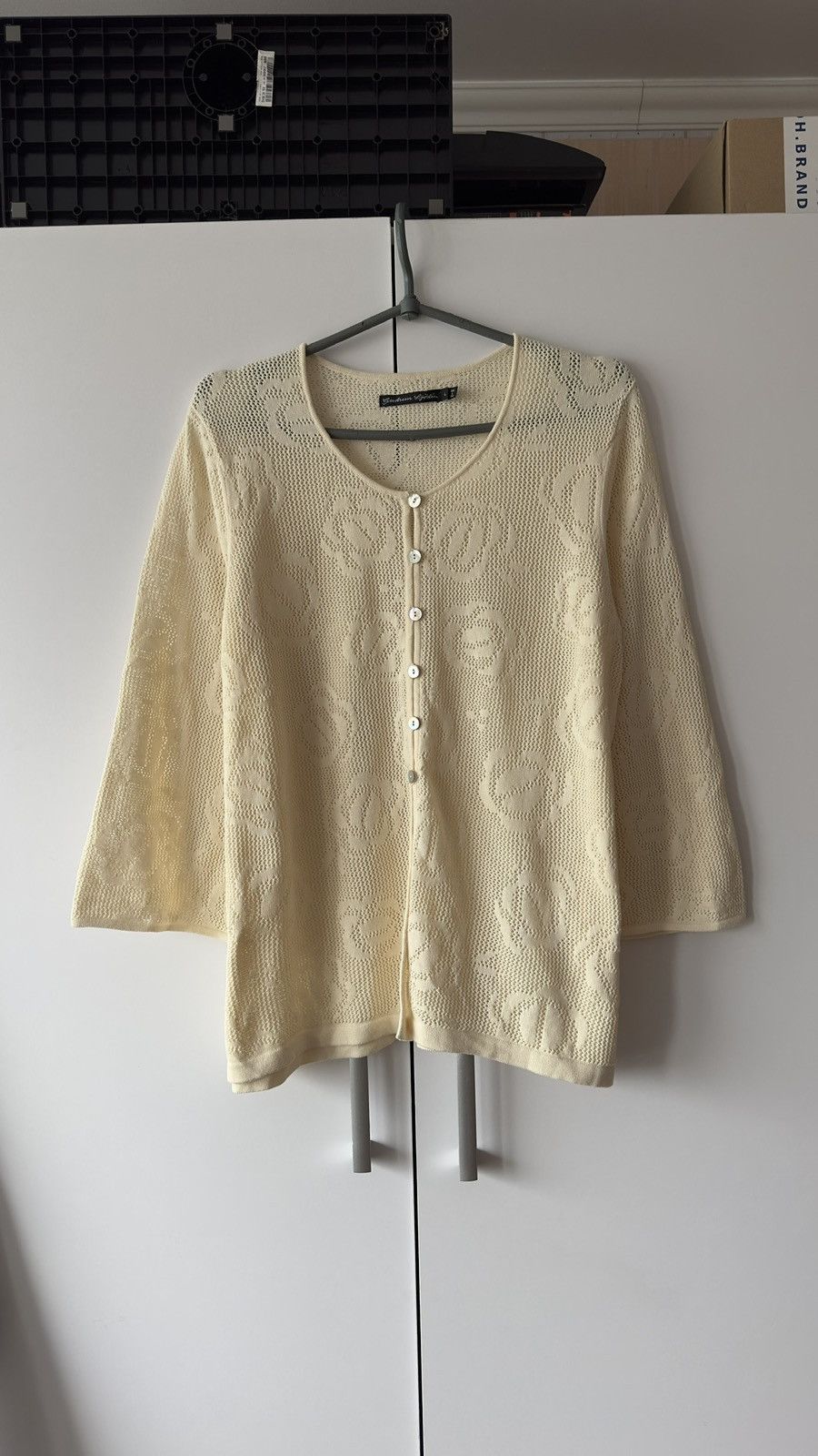 Gudrun Sjoden Gudrun Sjödén Pointelle Floral Knit Cardigan Organic Cotton Size L / US 10 / IT 46 - 3 Thumbnail
