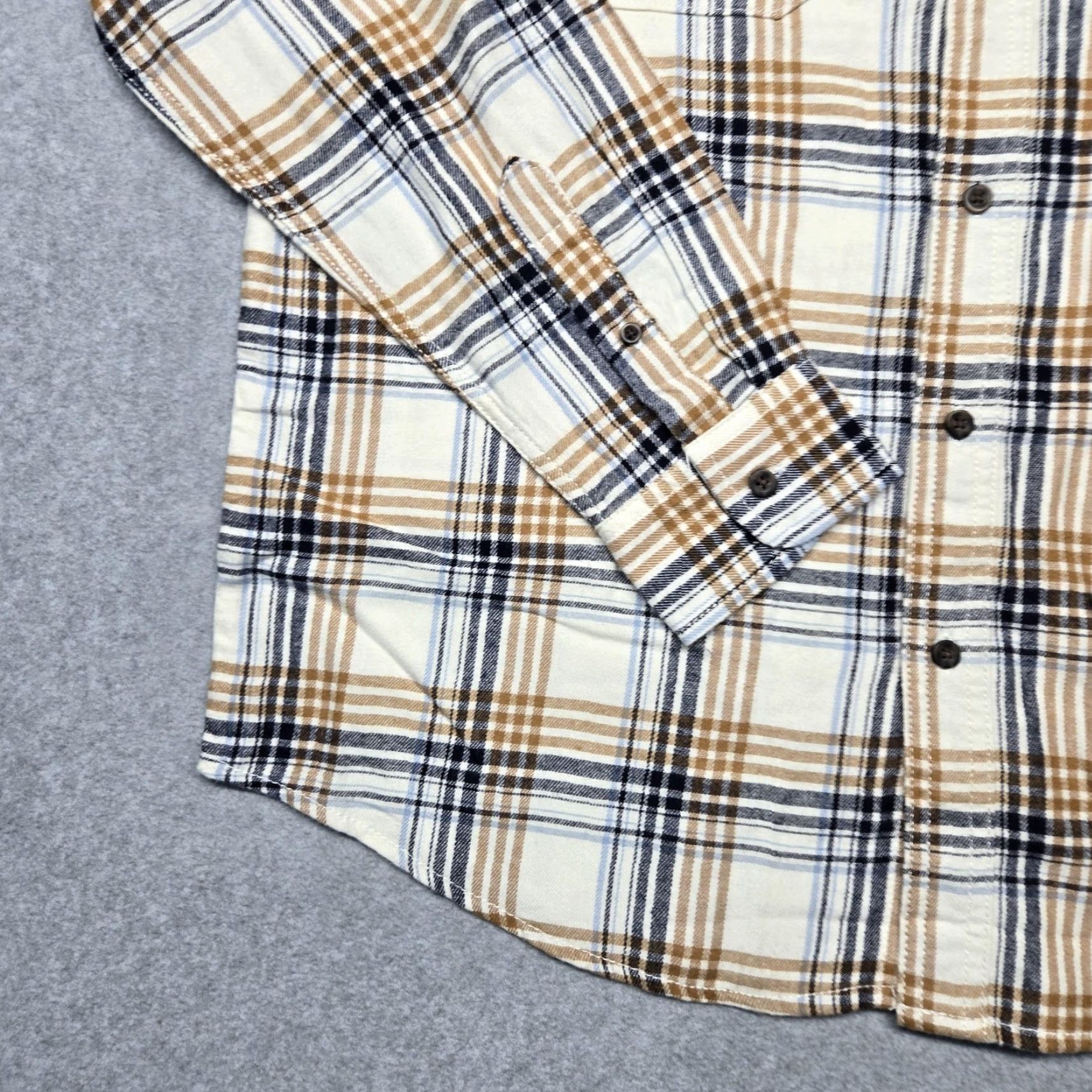 George George Shirt Mens Medium Beige Plaid Flannel Button-Up Long Sleeve Casual Size US M / EU 48-50 / 2 - 6 Thumbnail