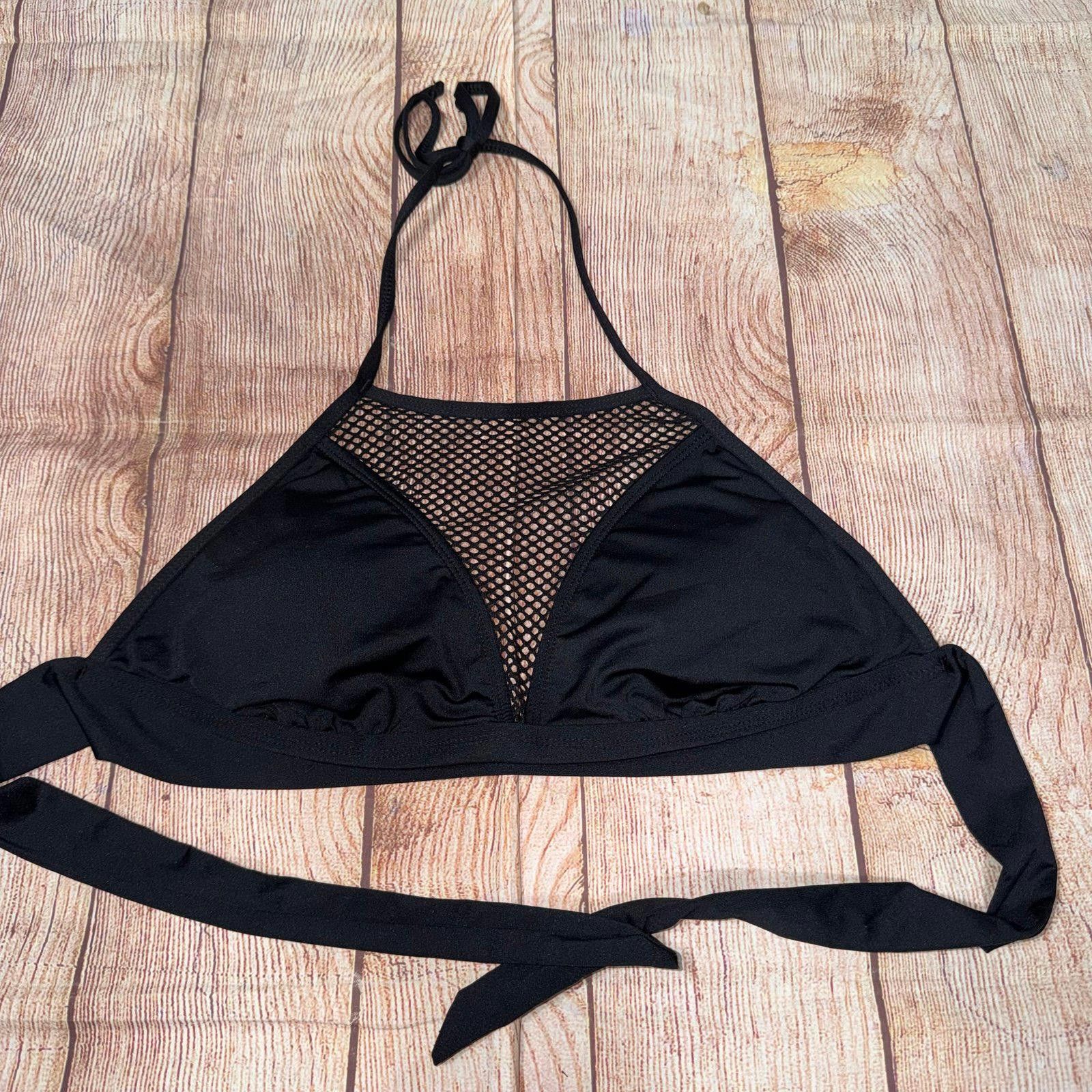 Mossimo Mossimo Black Mesh Halter Bikini Top Large Size ONE SIZE - 1 Thumbnail