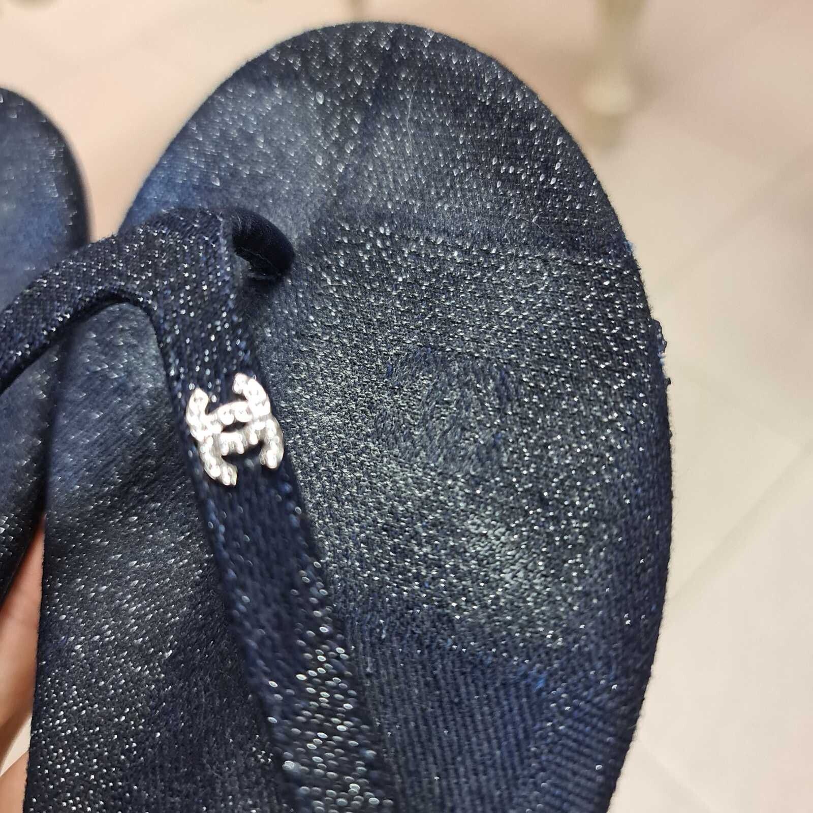 Chanel Chanel CC Crystal Shimmer Denim Thong Sandals Sz.39,5 Size US 8.5 / IT 38.5 - 10 Thumbnail