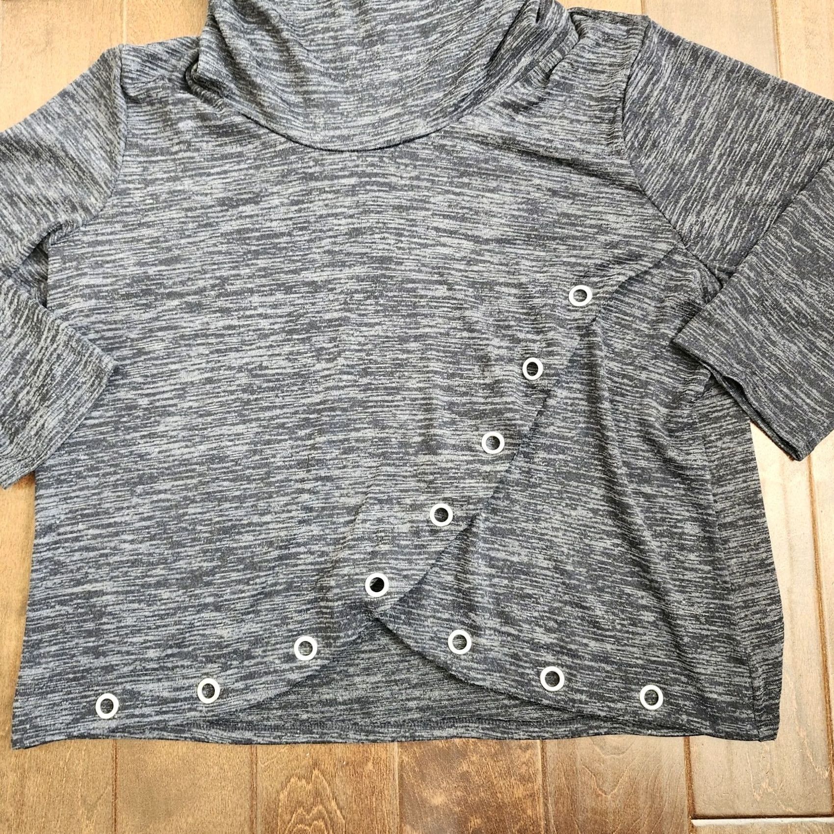 Vintage NY Collection Women's Gray Heathered Cross Over Cowl Neck Blouse - Size 3X Size XXL / US 16-18 / IT 52-54 - 5 Thumbnail