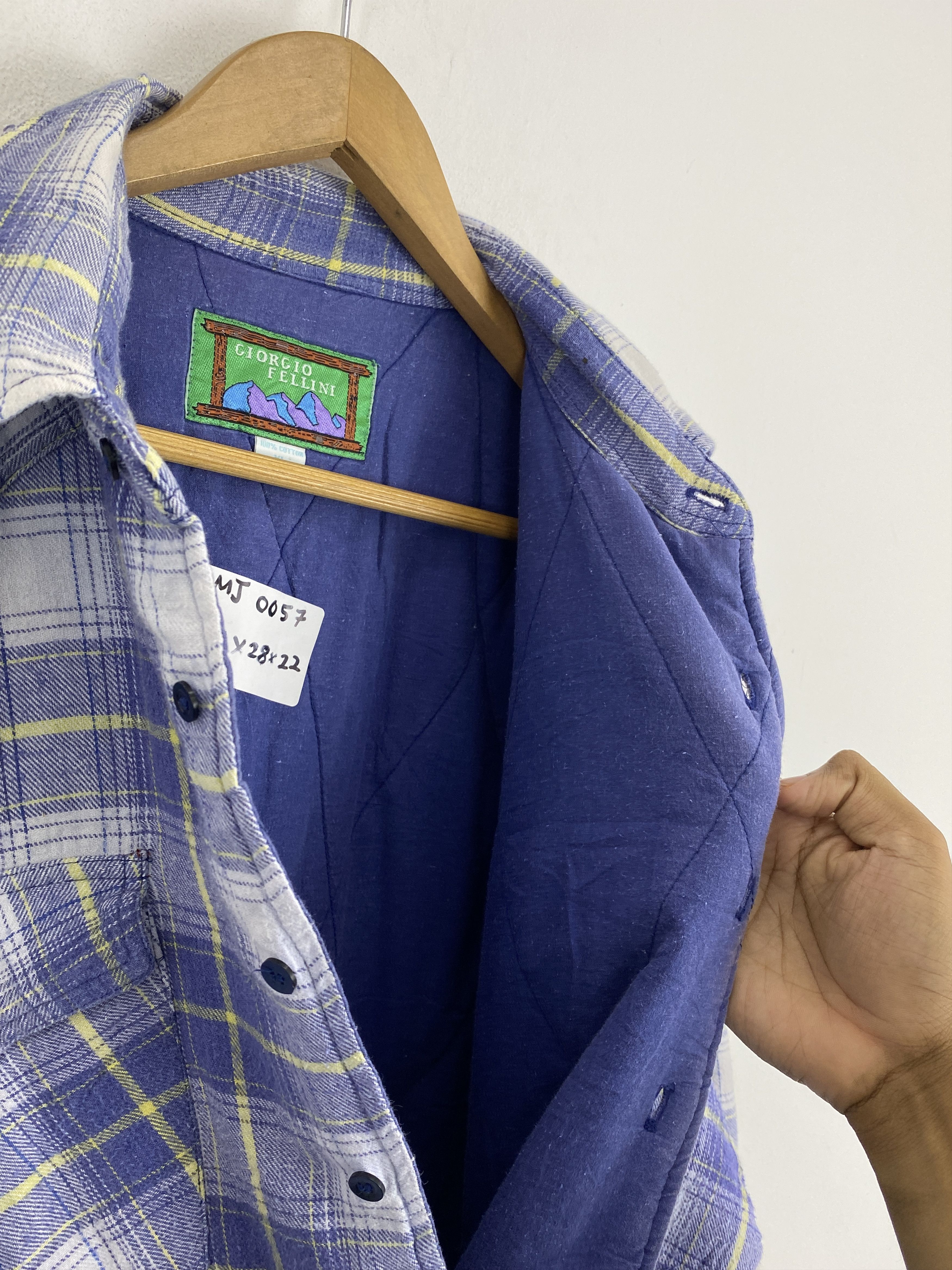 Designer × Vintage Vintage Giorgo Fellini Shadow Plaid Flannel Jacket MJ0057 Size US XL / EU 56 / 4 - 9 Thumbnail