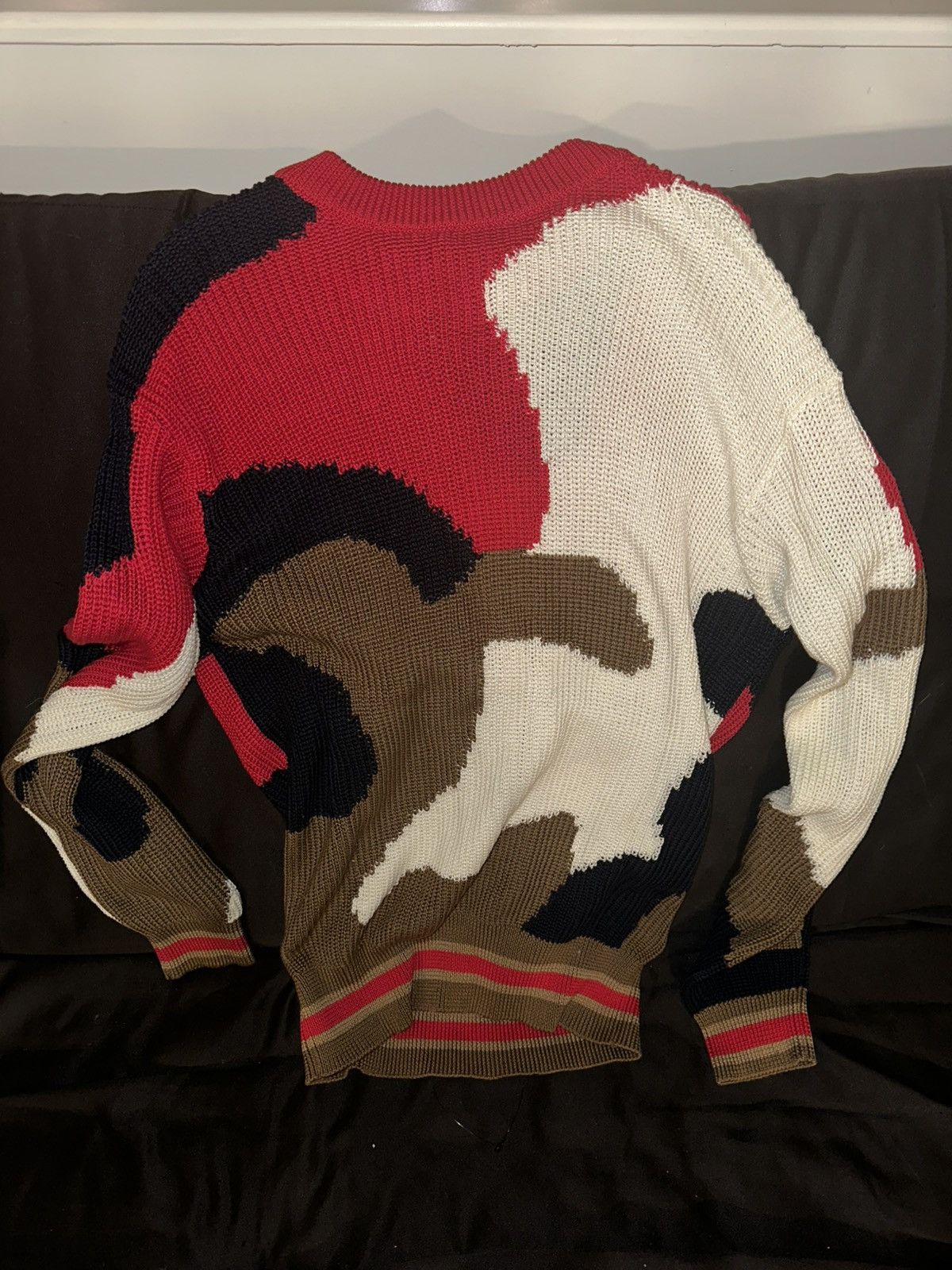 Hugo Boss Hugo Boss Red Black Brown Splotch Knit Sweater Size US M / EU 48-50 / 2 - 3 Thumbnail