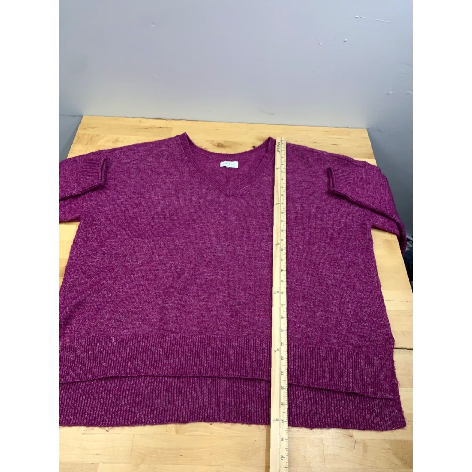 Lucky Brand Lucky Brand Sweater Women XL Purple V-Neck Wool Blend Pullover Solid All Seasons Lightweight Stretch Winter Spring Fall Casual Travel Workwear Size XL / US 12-14 / IT 48-50 - 6 Thumbnail
