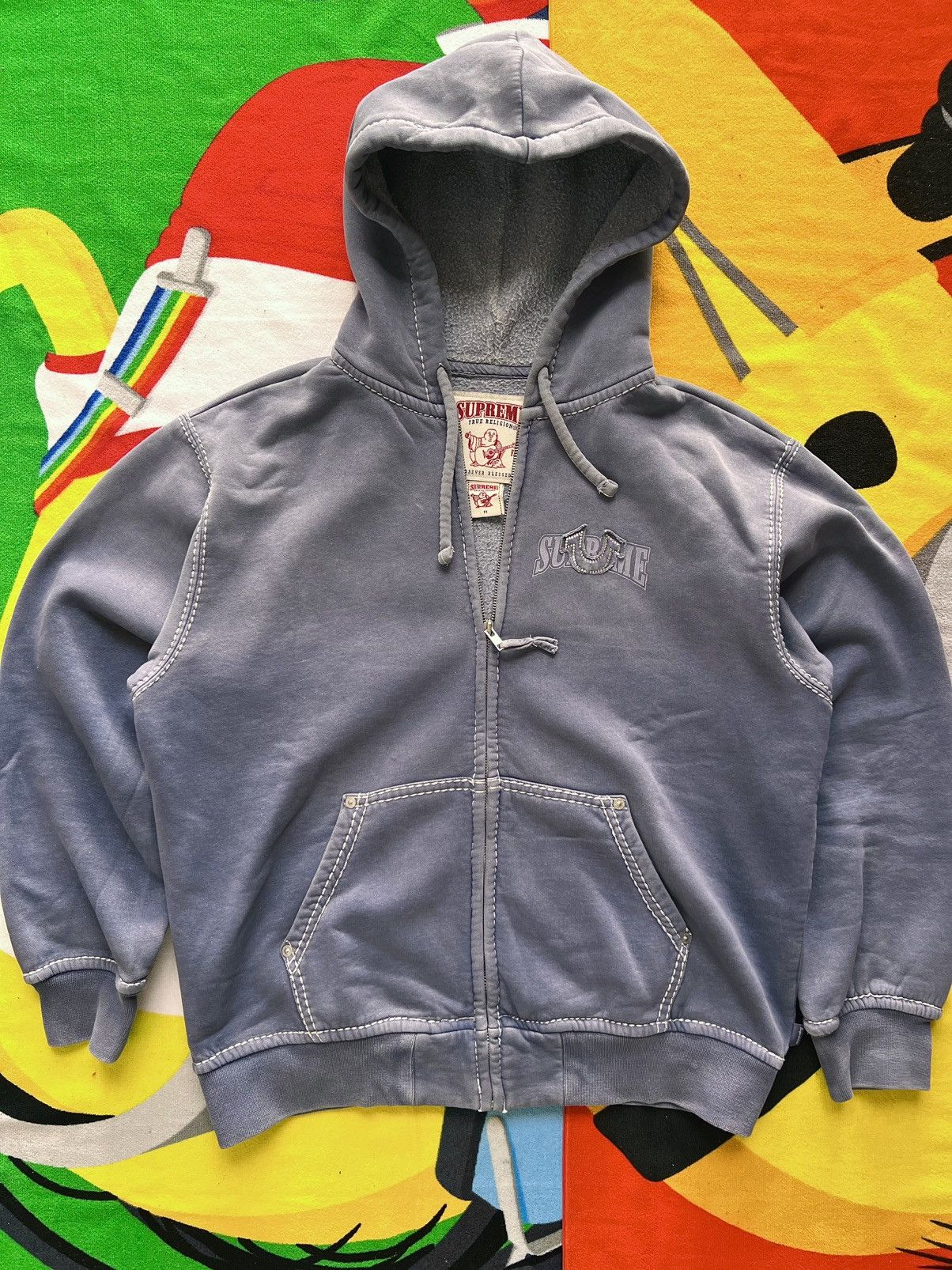 Supreme × True Religion Supreme x True Religion Zip-Up Hoodie blue Indigo rhinestone Size US M / EU 48-50 / 2 - 22 Thumbnail