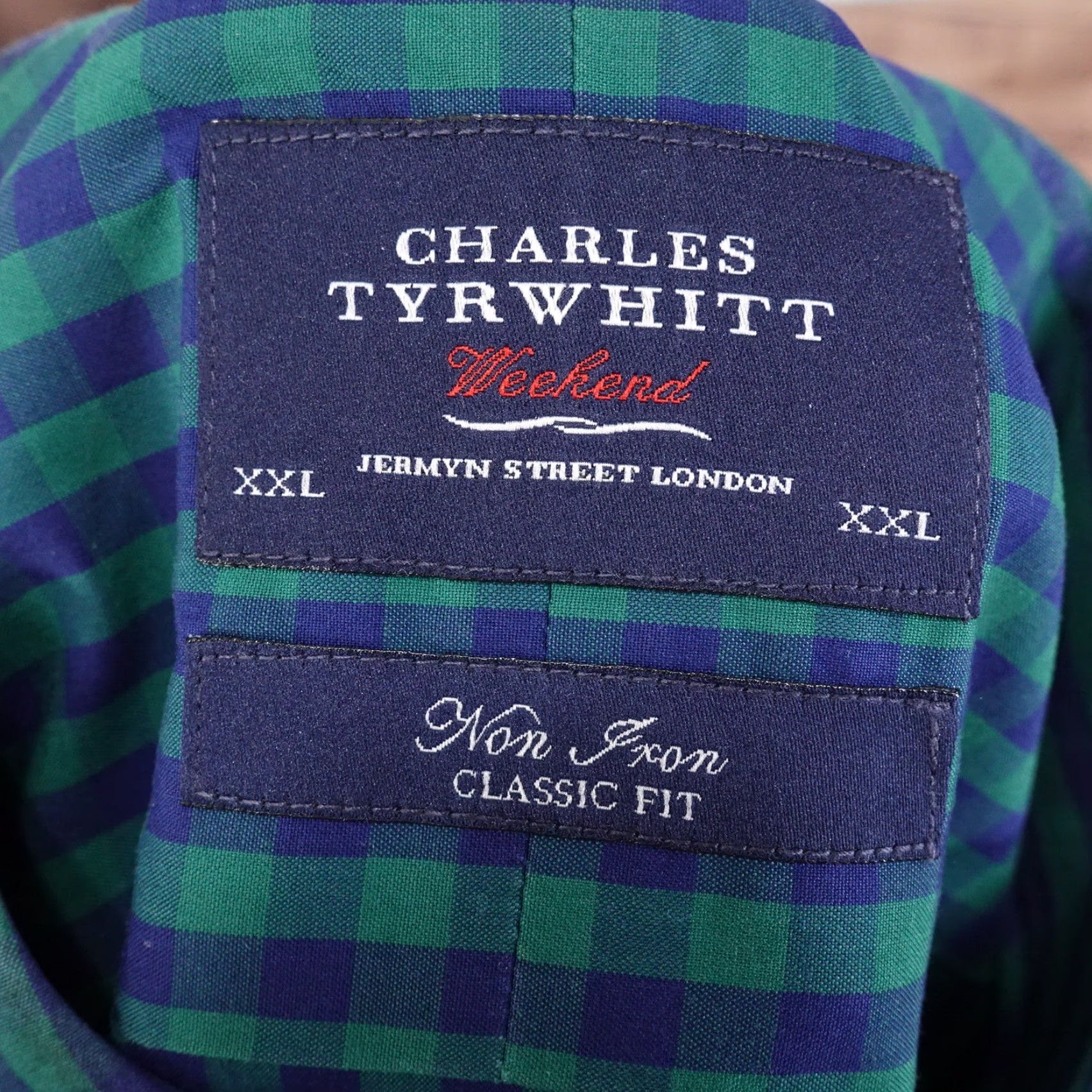 Charles Tyrwhitt CHARLES TYRWHITT NON IRON SLIM FIT GREEN BLUE CHECK BUTTON DOWN SHIRT 2XL Size US XXL / EU 58 / 5 - 8 Thumbnail