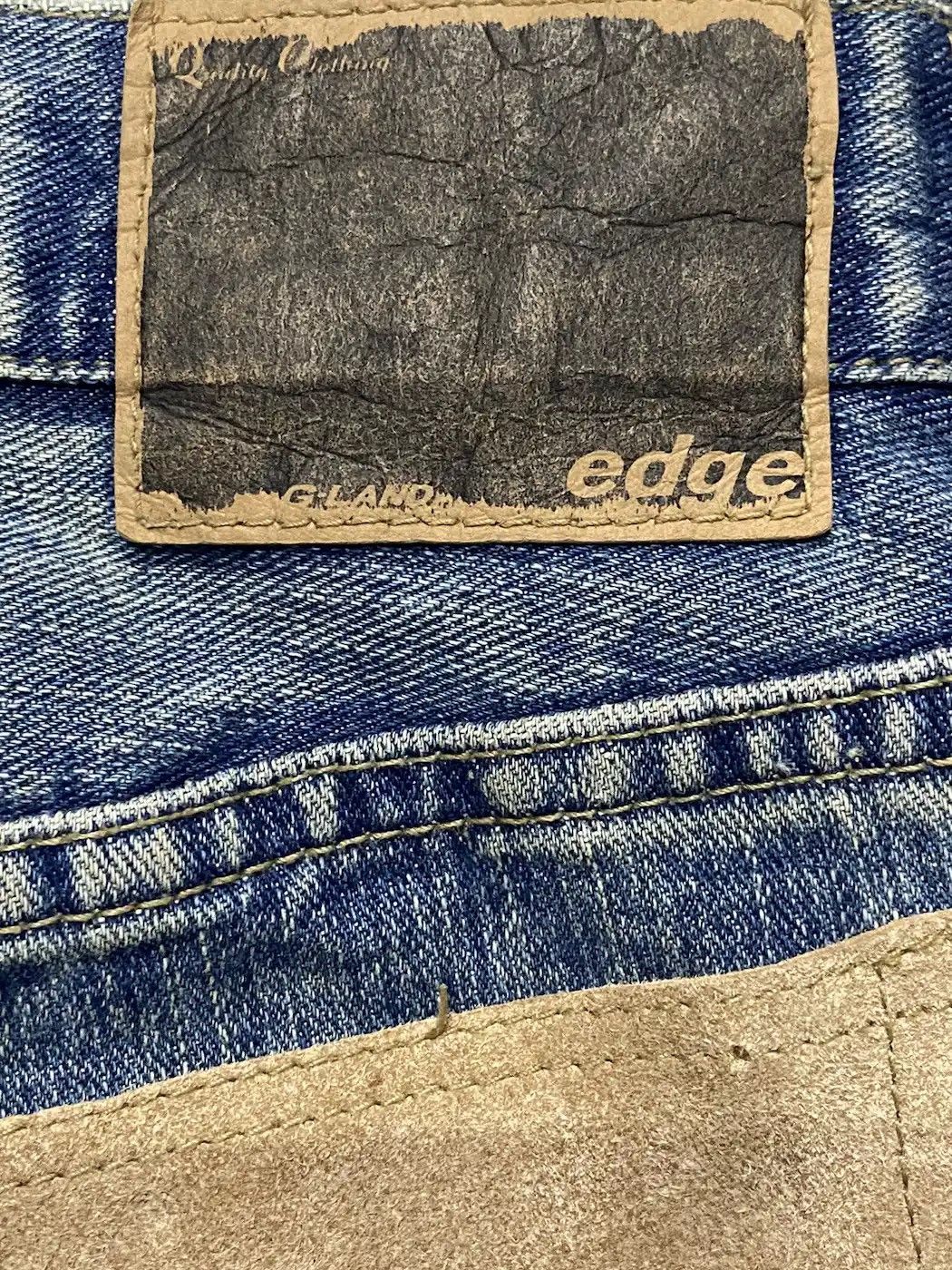 Japanese Brand × Leather × Vintage Vintage G-Land Edge Leather Pocket Distressed Jeans Pants Size US 33 - 16 Thumbnail
