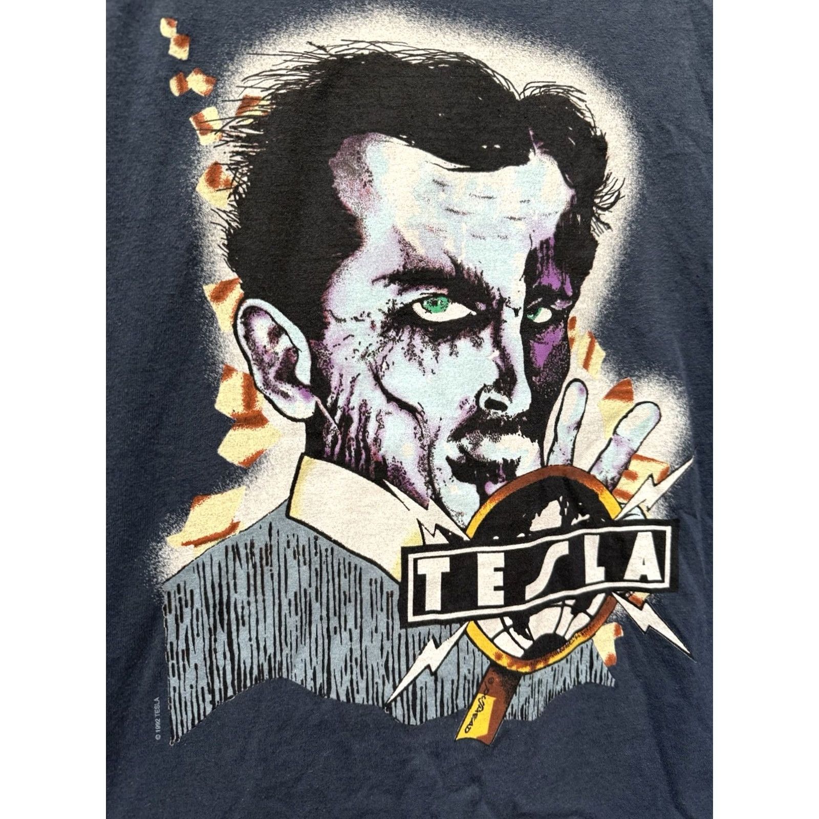 Vintage VINTAGE 1992 Tesla Psychotic Supper Pushead Tour Shirt Giant XL Blue 90s Mens T-Shirt Grunge Tee Size US XL / EU 56 / 4 - 3 Thumbnail