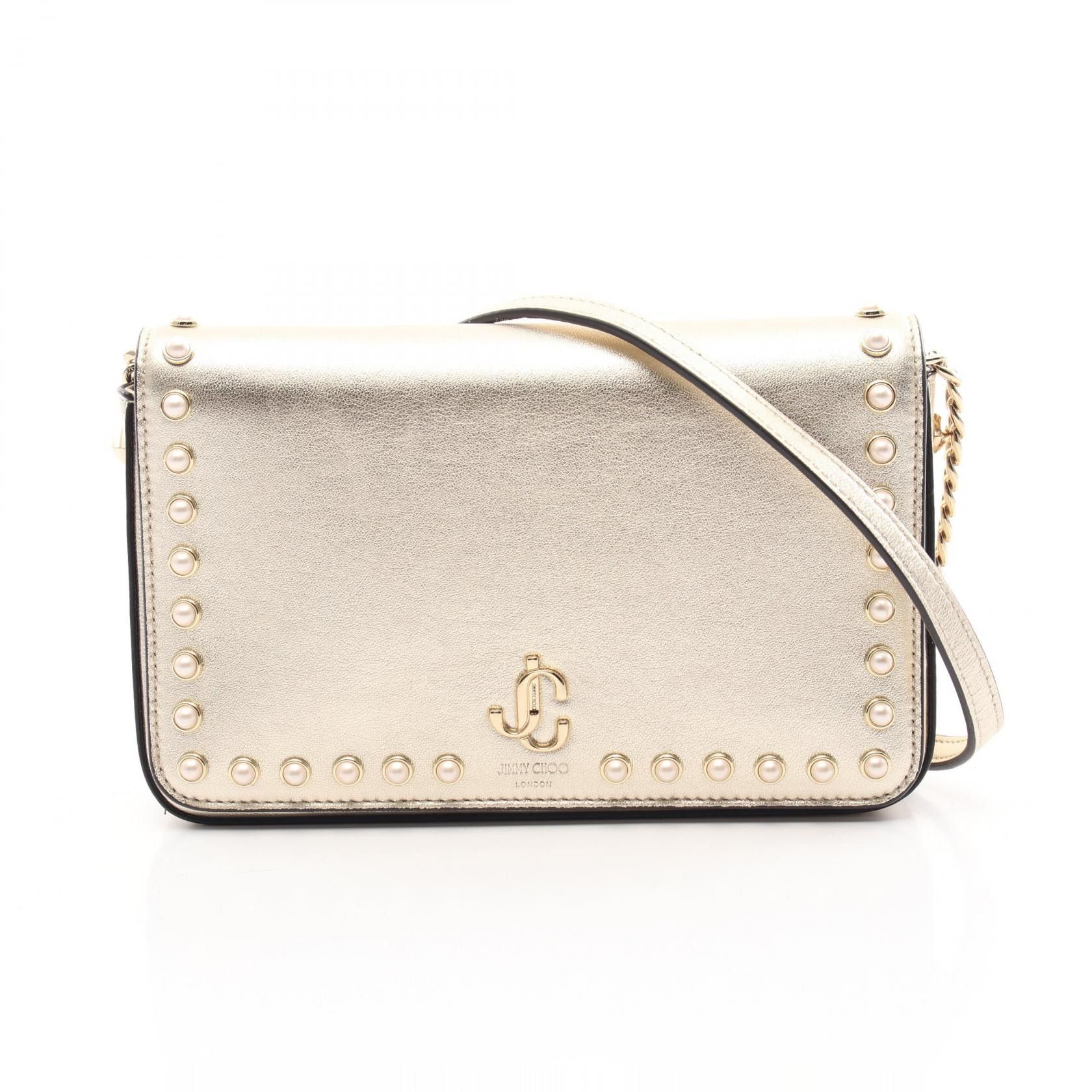 Jimmy Choo Jimmy Choo Jc Leather Shoulder Bag Leather Shoulder Bag in Gold, Women's