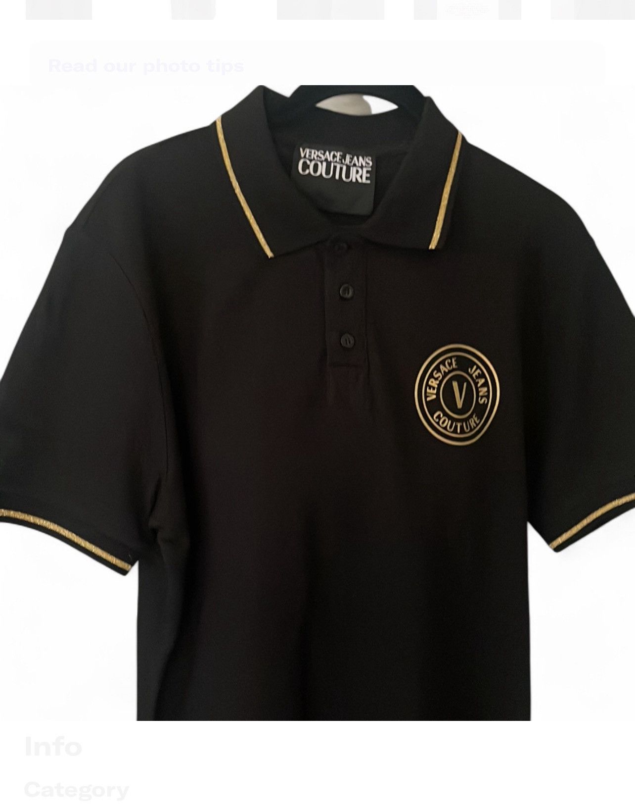 Versace Jeans Couture Versace Jeans Couture Black Polo with Gold Trim.NWOT Size US L / EU 52-54 / 3 - 2 Thumbnail