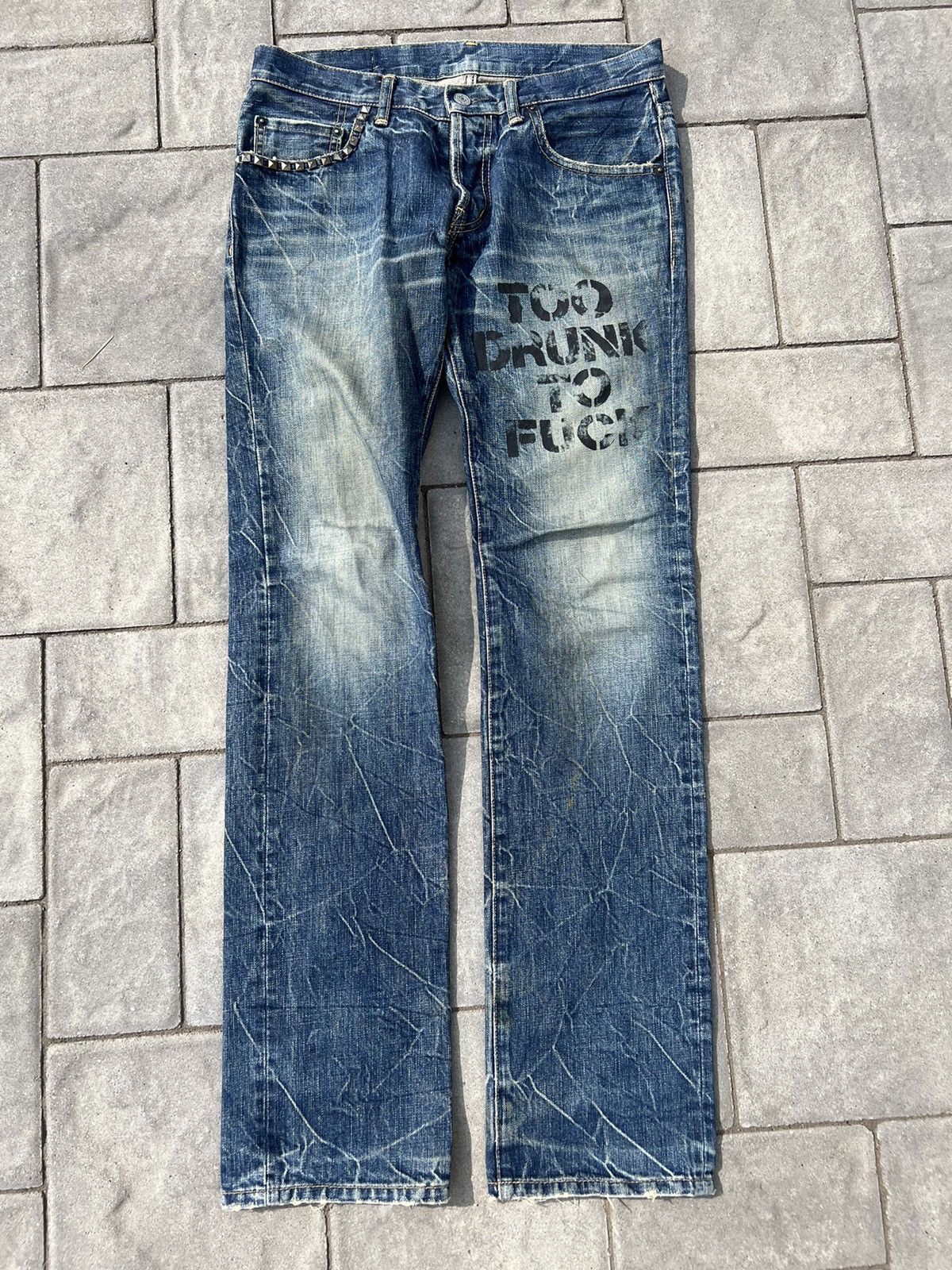 Image of Hysteric Glamour Too Drunk To Fuck Denim in Blue, Men's (Size 30)