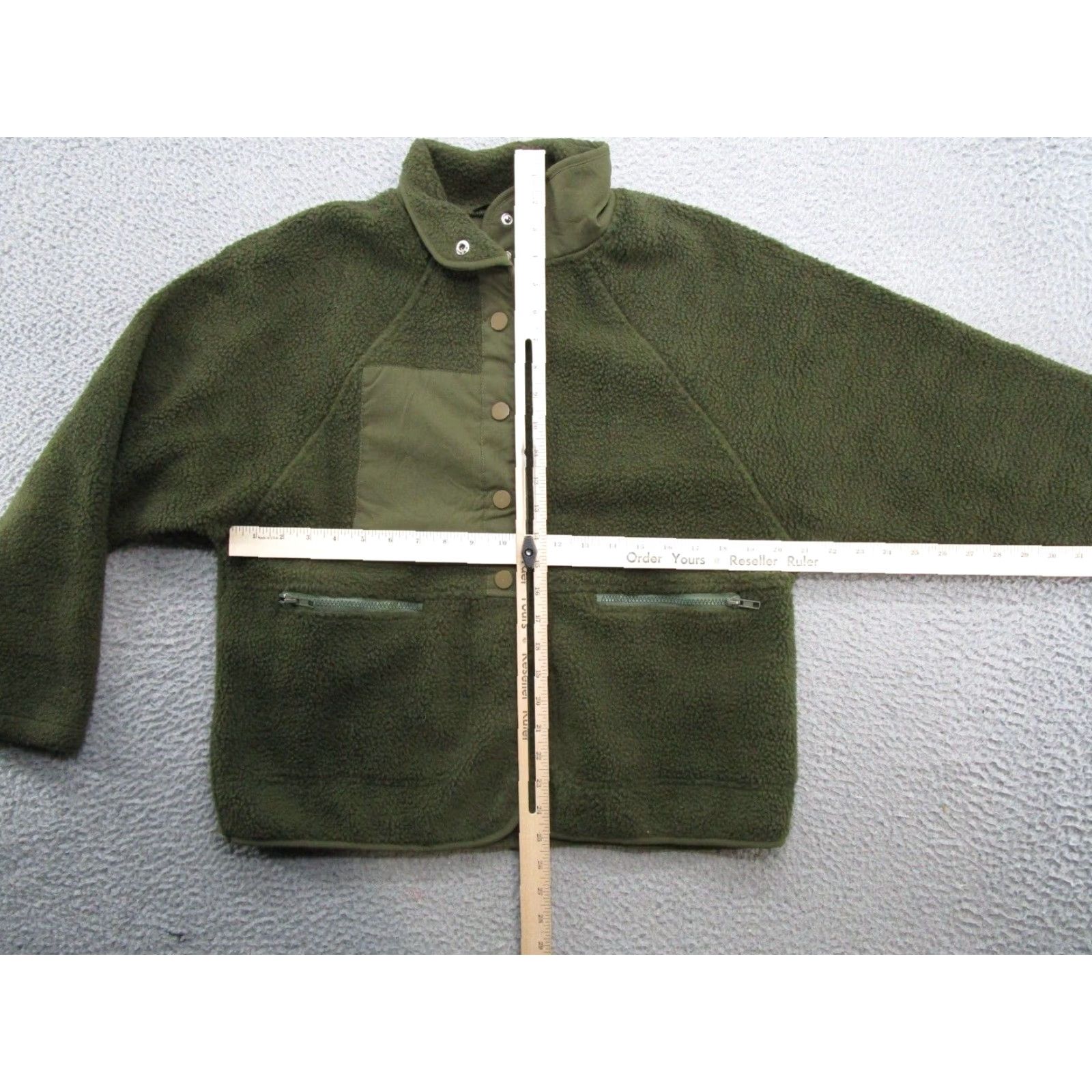 Vintage Pretty Garden Green Sherpa Fleece Snap Up Jacket Women Size S Pockets Thermal Military-Style? Size S / US 4 / IT 40 - 4 Thumbnail
