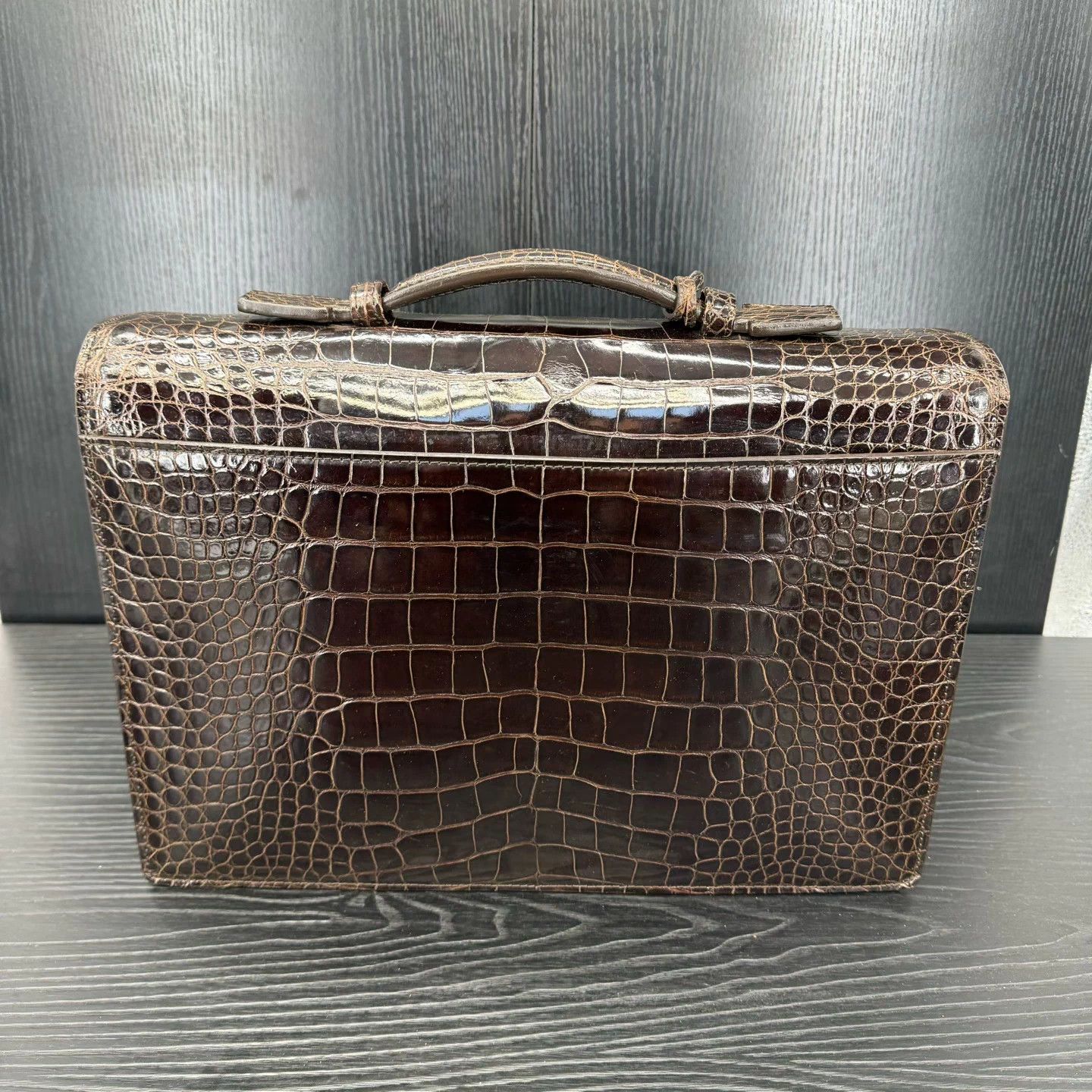 Ermenegildo Zegna Zegna Shiny Ebony Crocodile Briefcase New Size ONE SIZE - 2 Thumbnail