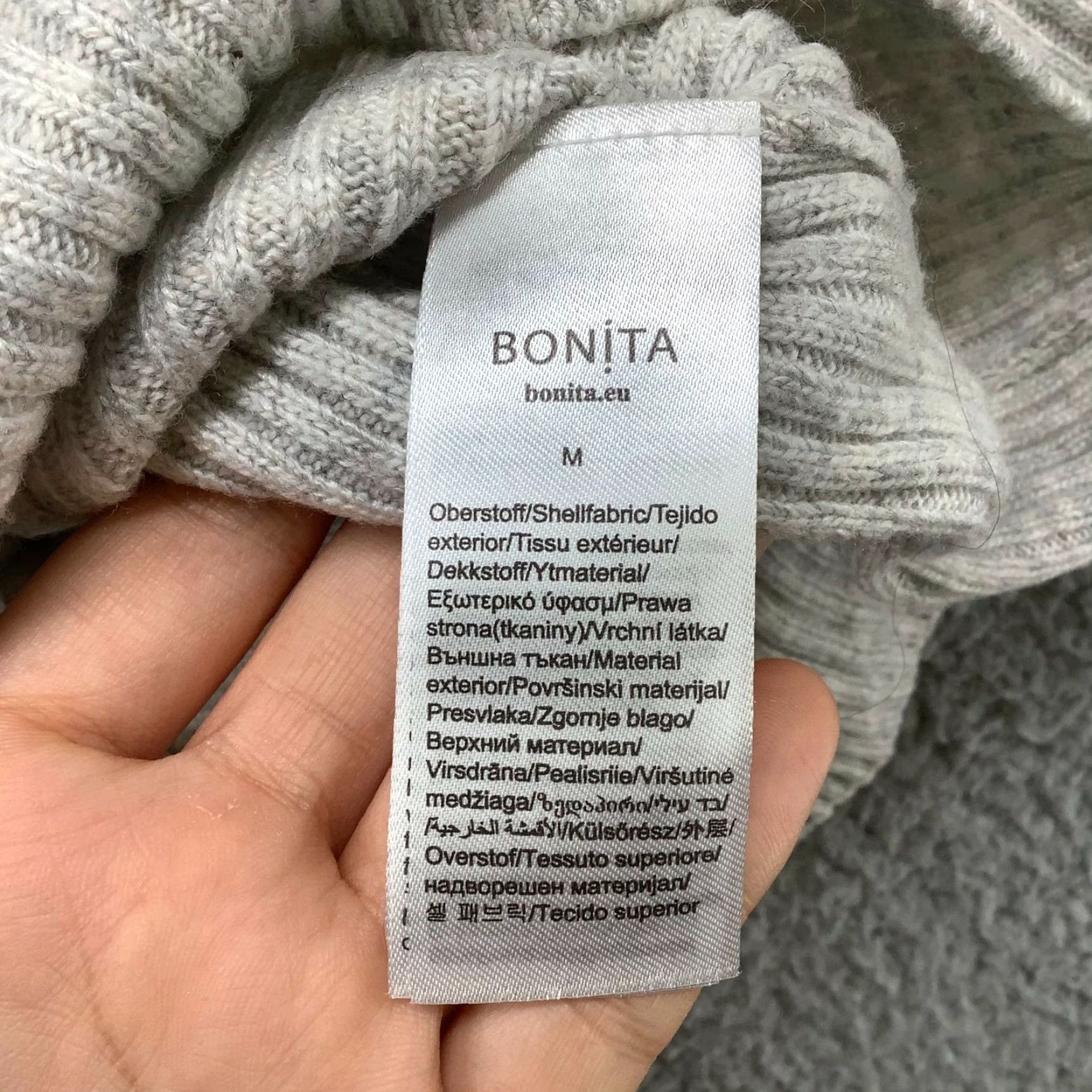 Vintage Bonita Ribbed Pearl Sweater Womens M Wool Blend Gray Boat Neck Pullover Size M / US 6-8 / IT 42-44 - 7 Thumbnail