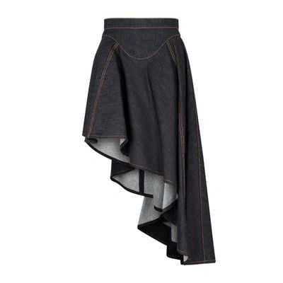 Alexander McQueen o1y0325 Denim Mini Skirt in Blue Size 28" / US 6 / IT 42 - 1 Thumbnail