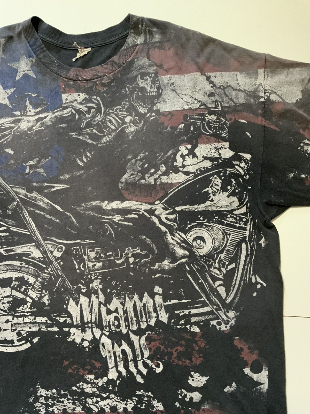 Vintage Y2K Miami Ink Motorcycle American Skeleton Skull T-Shirt Size US XXL / EU 58 / 5 - 5 Thumbnail